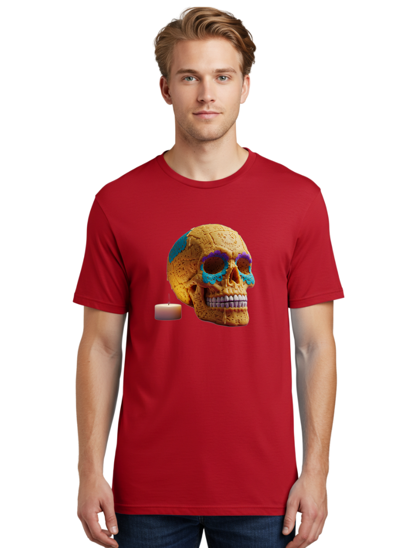 Sugar-Skull-8 Men'S Graphic Tee, 100% Cotton, Comfortable Casual Summer Wear, Machine Washable, Sugar Skull, Day Of The Dead Celebration, Vibrant Decorations, Intricate Designs, Decorative Skull, Traditional Mexican Art, Festive Atmosphere, Bad780 28