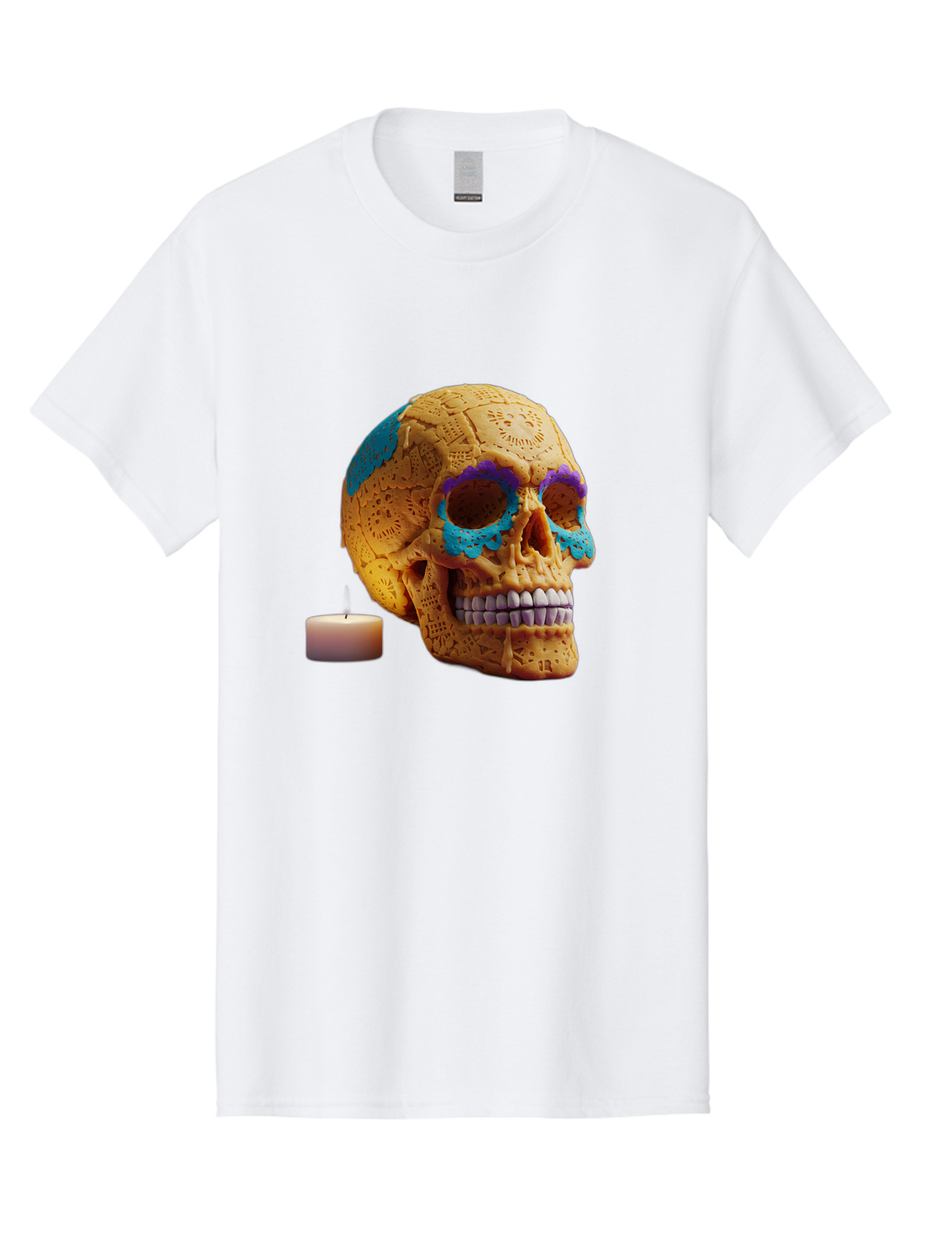 Sugar-Skull-8 Men'S Graphic Tee, 100% Cotton, Comfortable Casual Summer Wear, Machine Washable, Sugar Skull, Day Of The Dead Celebration, Vibrant Decorations, Intricate Designs, Decorative Skull, Traditional Mexican Art, Festive Atmosphere, Bad780 11