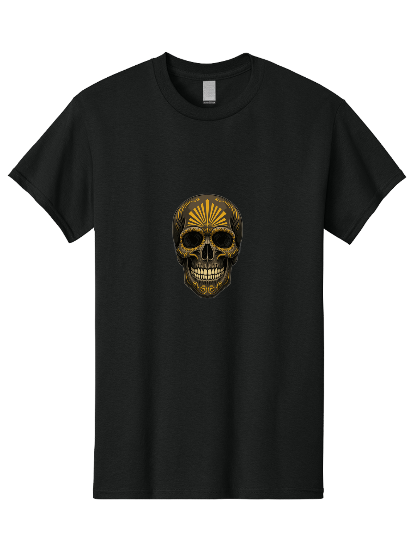 Sugar-Skull-9 Men'S Graphic Tee, 100% Cotton, Comfortable Casual Summer Wear, Machine Washable, Sugar Skull, Ornate Design, Golden Accents, Day Of The Dead, Mexican Culture, Vibrant Patterns, Decorative Art, Symbolic Imagery, Intricate Details Bad781 4