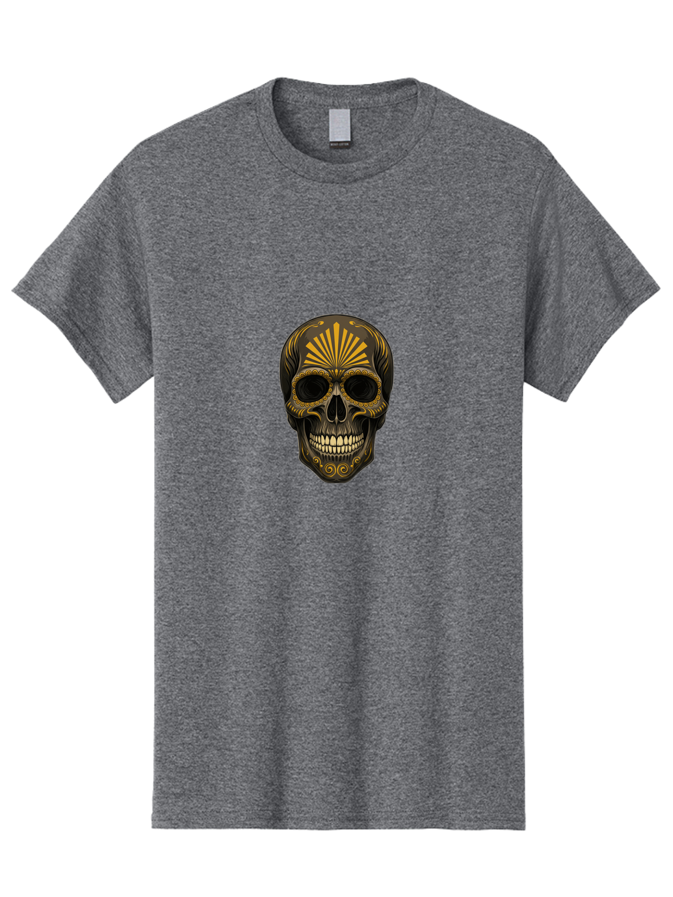 Sugar-Skull-9 Men'S Graphic Tee, 100% Cotton, Comfortable Casual Summer Wear, Machine Washable, Sugar Skull, Ornate Design, Golden Accents, Day Of The Dead, Mexican Culture, Vibrant Patterns, Decorative Art, Symbolic Imagery, Intricate Details Bad781 7
