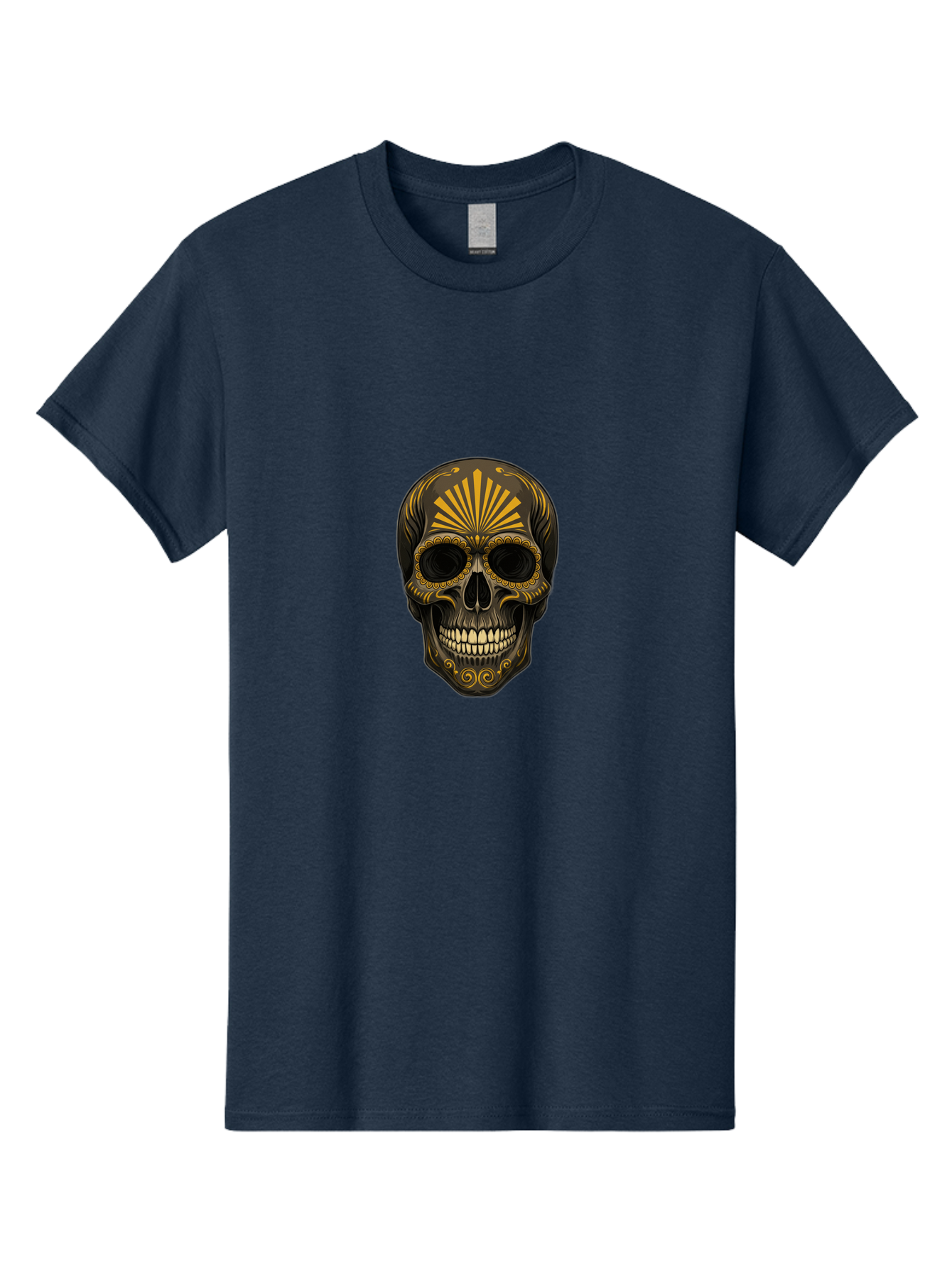 Sugar-Skull-9 Men'S Graphic Tee, 100% Cotton, Comfortable Casual Summer Wear, Machine Washable, Sugar Skull, Ornate Design, Golden Accents, Day Of The Dead, Mexican Culture, Vibrant Patterns, Decorative Art, Symbolic Imagery, Intricate Details Bad781 14
