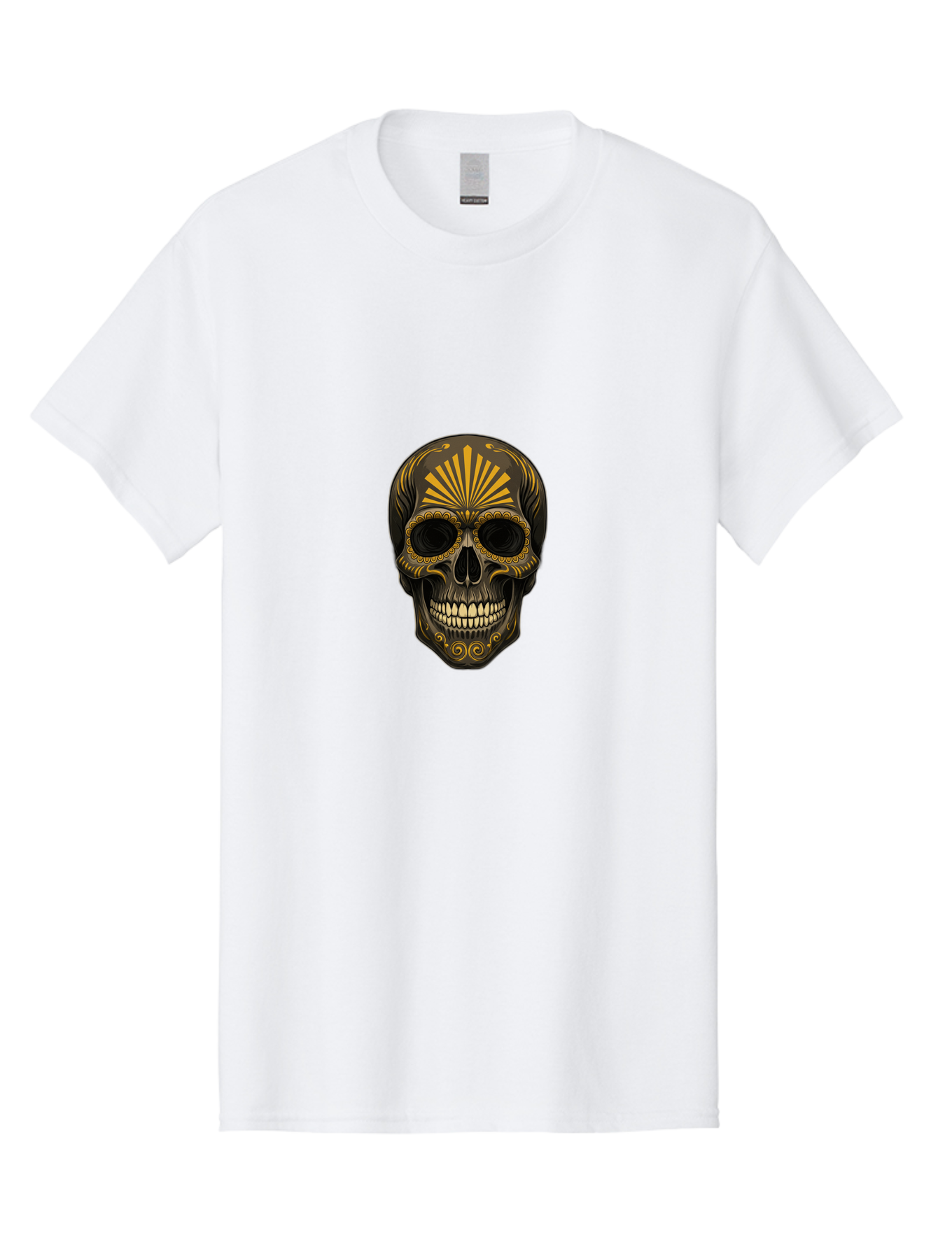 Sugar-Skull-9 Men'S Graphic Tee, 100% Cotton, Comfortable Casual Summer Wear, Machine Washable, Sugar Skull, Ornate Design, Golden Accents, Day Of The Dead, Mexican Culture, Vibrant Patterns, Decorative Art, Symbolic Imagery, Intricate Details Bad781 13