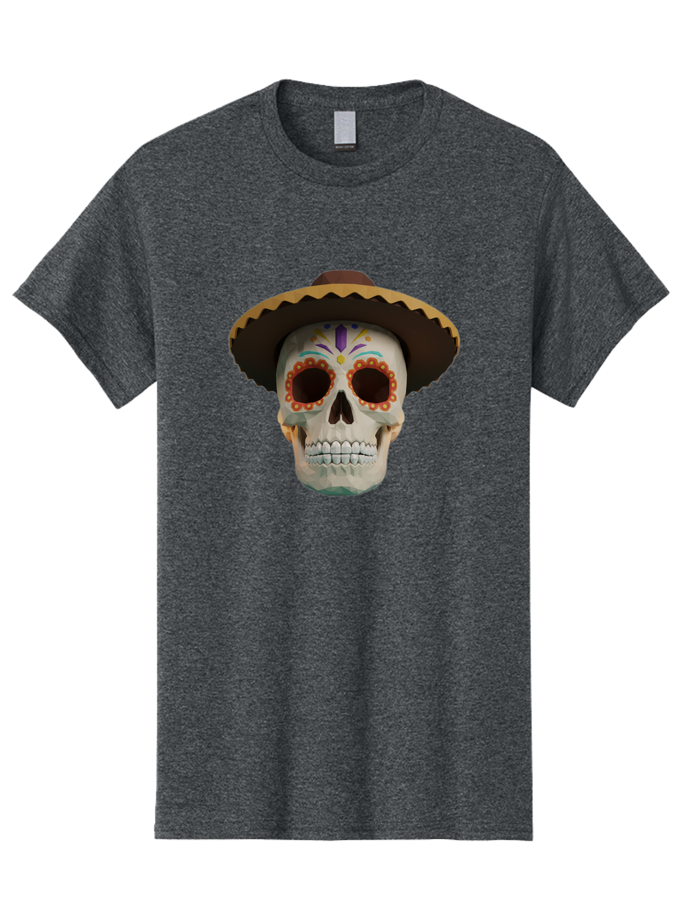 Sugar-Skull-Sombrero Men'S Graphic Tee, 100% Cotton, Comfortable Casual Summer Wear, Machine Washable, Sugar Skull, Sombrero Hat, Mexican Culture, Day Of The Dead, Colorful Designs, Vibrant Patterns, Festive Spirit, Halloween, Bad788 10