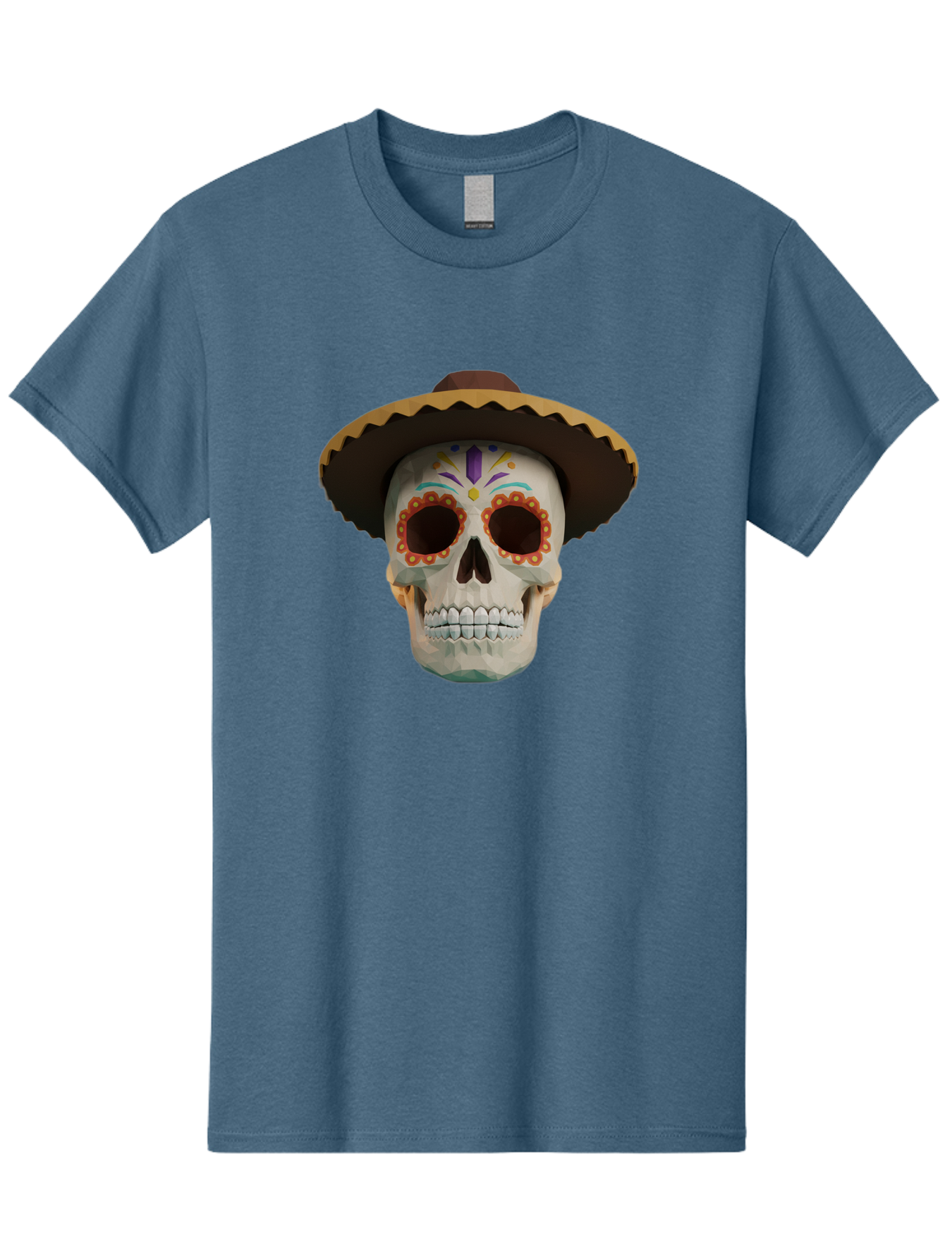 Sugar-Skull-Sombrero Men'S Graphic Tee, 100% Cotton, Comfortable Casual Summer Wear, Machine Washable, Sugar Skull, Sombrero Hat, Mexican Culture, Day Of The Dead, Colorful Designs, Vibrant Patterns, Festive Spirit, Halloween, Bad788 12