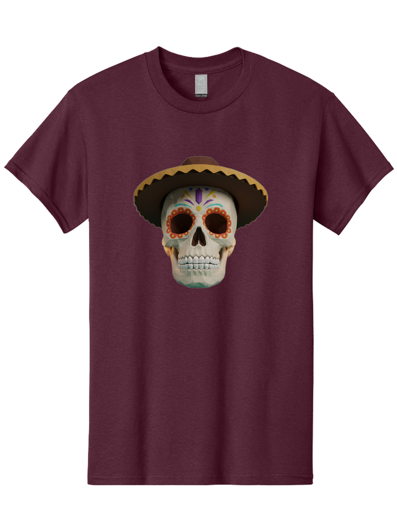 Sugar-Skull-Sombrero Men'S Graphic Tee, 100% Cotton, Comfortable Casual Summer Wear, Machine Washable, Sugar Skull, Sombrero Hat, Mexican Culture, Day Of The Dead, Colorful Designs, Vibrant Patterns, Festive Spirit, Halloween, Bad788 9