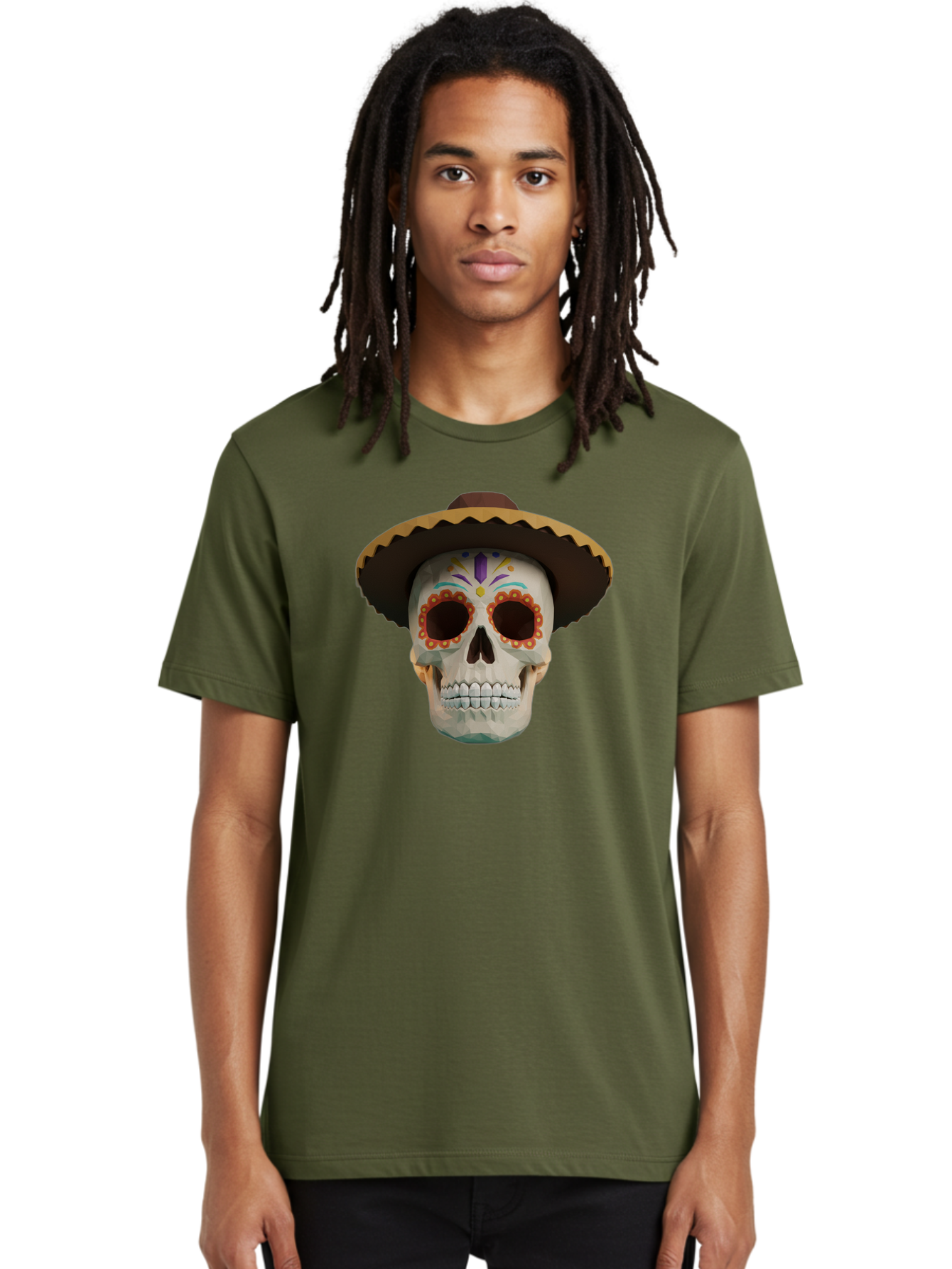 Sugar-Skull-Sombrero Men'S Graphic Tee, 100% Cotton, Comfortable Casual Summer Wear, Machine Washable, Sugar Skull, Sombrero Hat, Mexican Culture, Day Of The Dead, Colorful Designs, Vibrant Patterns, Festive Spirit, Halloween, Bad788 26