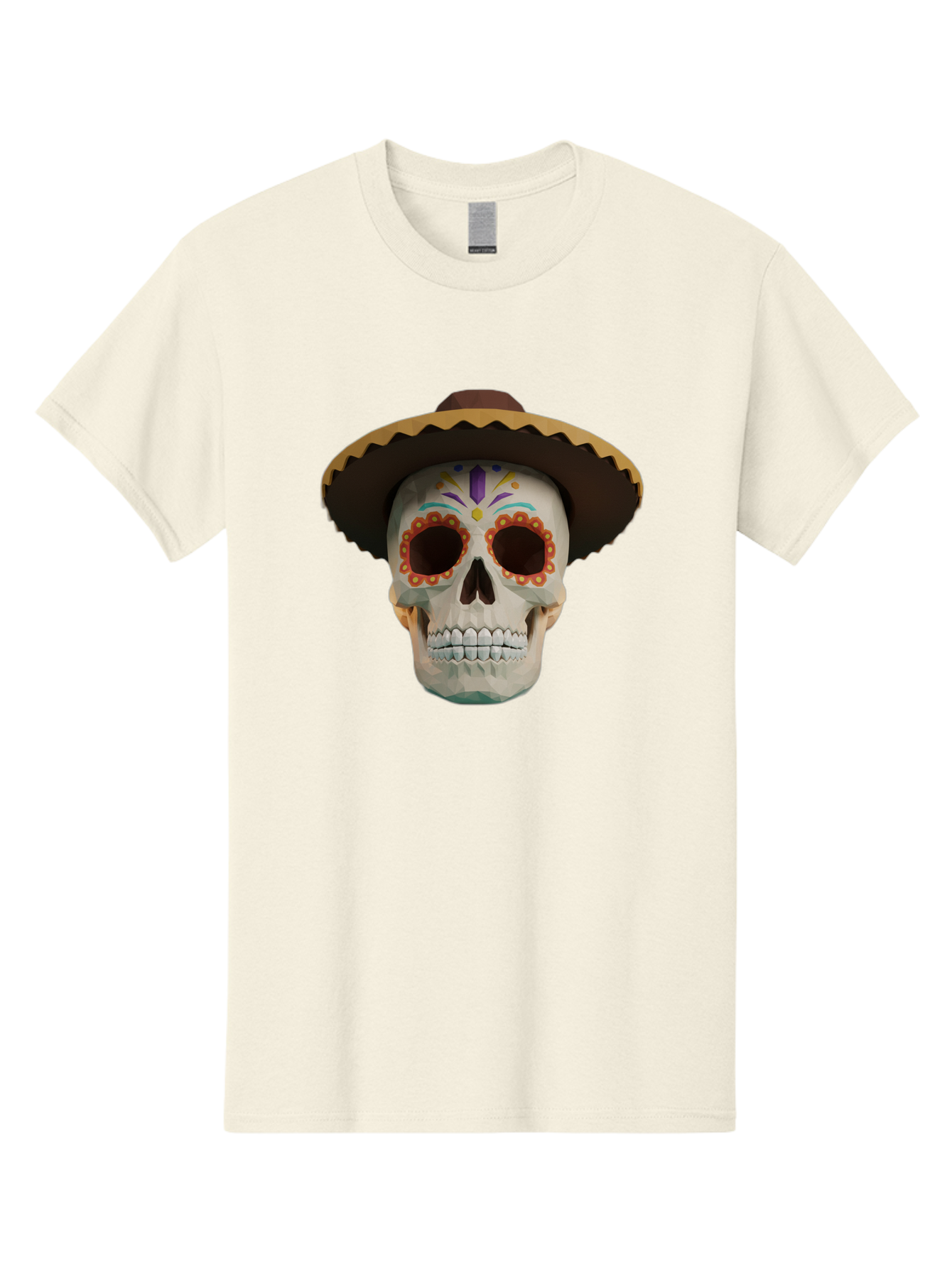 Sugar-Skull-Sombrero Men'S Graphic Tee, 100% Cotton, Comfortable Casual Summer Wear, Machine Washable, Sugar Skull, Sombrero Hat, Mexican Culture, Day Of The Dead, Colorful Designs, Vibrant Patterns, Festive Spirit, Halloween, Bad788 7