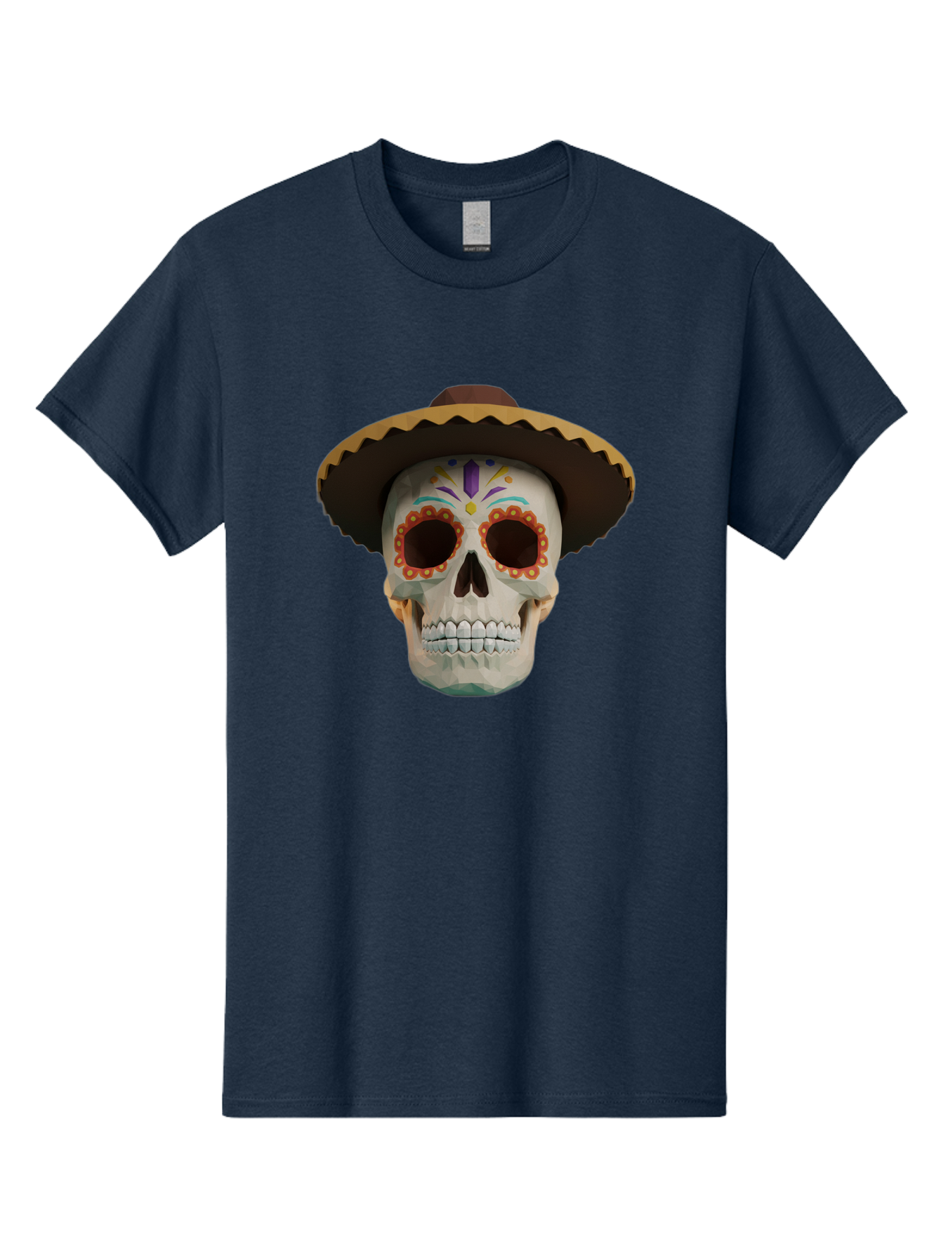 Sugar-Skull-Sombrero Men'S Graphic Tee, 100% Cotton, Comfortable Casual Summer Wear, Machine Washable, Sugar Skull, Sombrero Hat, Mexican Culture, Day Of The Dead, Colorful Designs, Vibrant Patterns, Festive Spirit, Halloween, Bad788 15