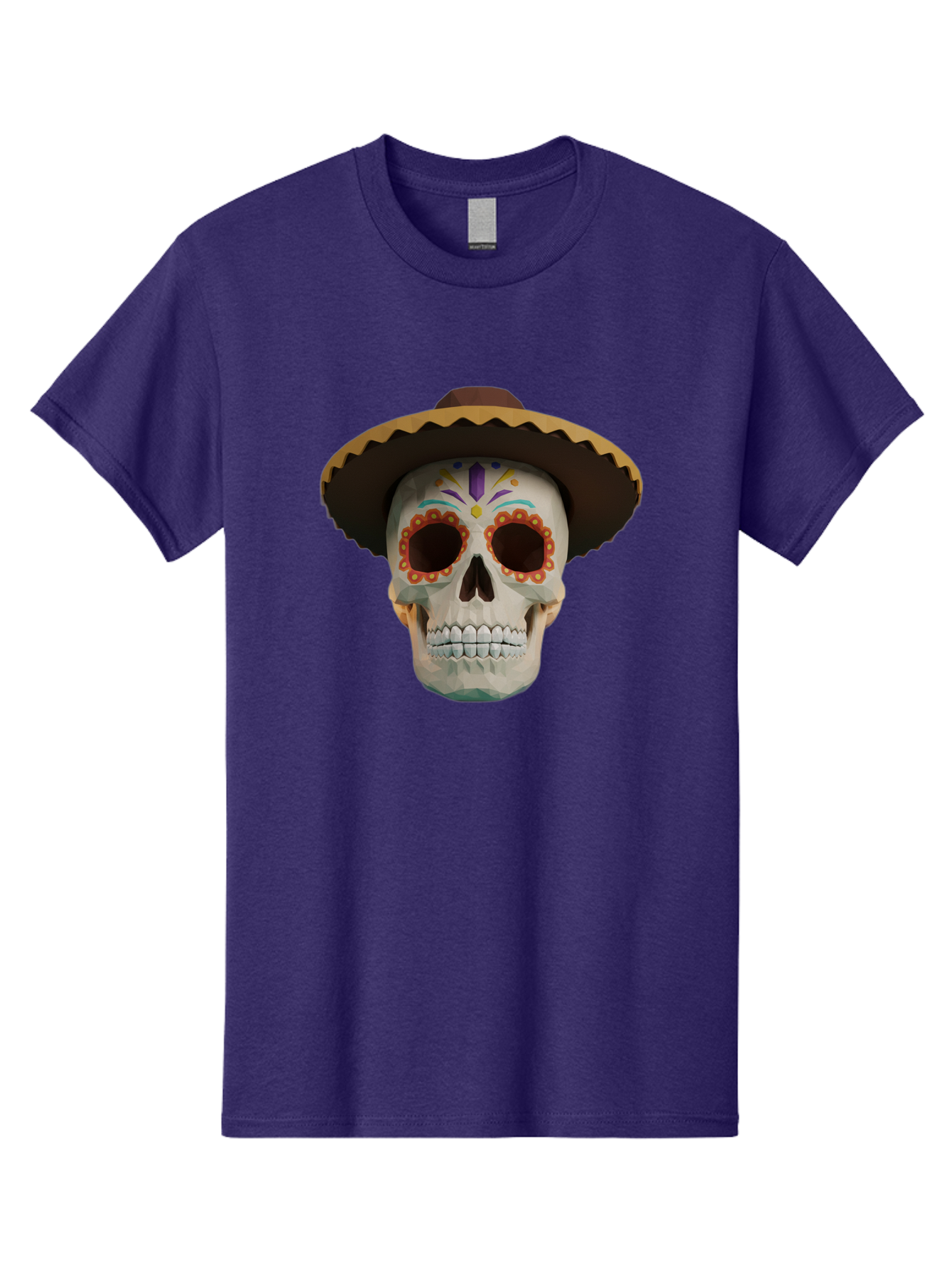 Sugar-Skull-Sombrero Men'S Graphic Tee, 100% Cotton, Comfortable Casual Summer Wear, Machine Washable, Sugar Skull, Sombrero Hat, Mexican Culture, Day Of The Dead, Colorful Designs, Vibrant Patterns, Festive Spirit, Halloween, Bad788 6