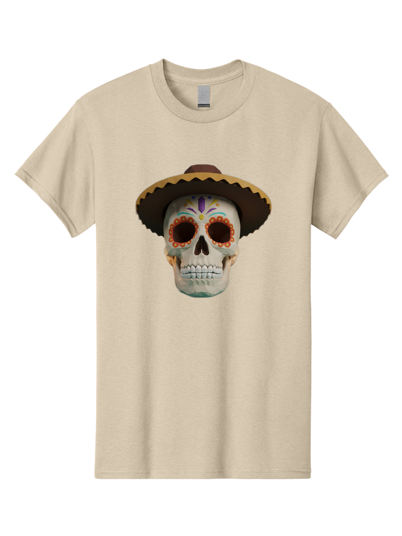 Sugar-Skull-Sombrero Men'S Graphic Tee, 100% Cotton, Comfortable Casual Summer Wear, Machine Washable, Sugar Skull, Sombrero Hat, Mexican Culture, Day Of The Dead, Colorful Designs, Vibrant Patterns, Festive Spirit, Halloween, Bad788 5
