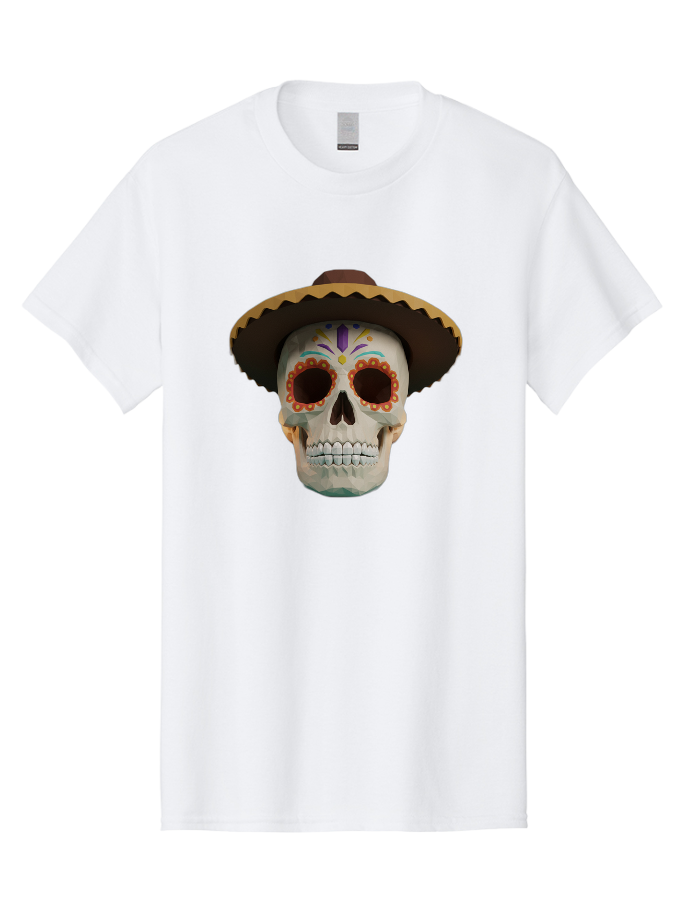 Sugar-Skull-Sombrero Men'S Graphic Tee, 100% Cotton, Comfortable Casual Summer Wear, Machine Washable, Sugar Skull, Sombrero Hat, Mexican Culture, Day Of The Dead, Colorful Designs, Vibrant Patterns, Festive Spirit, Halloween, Bad788 14