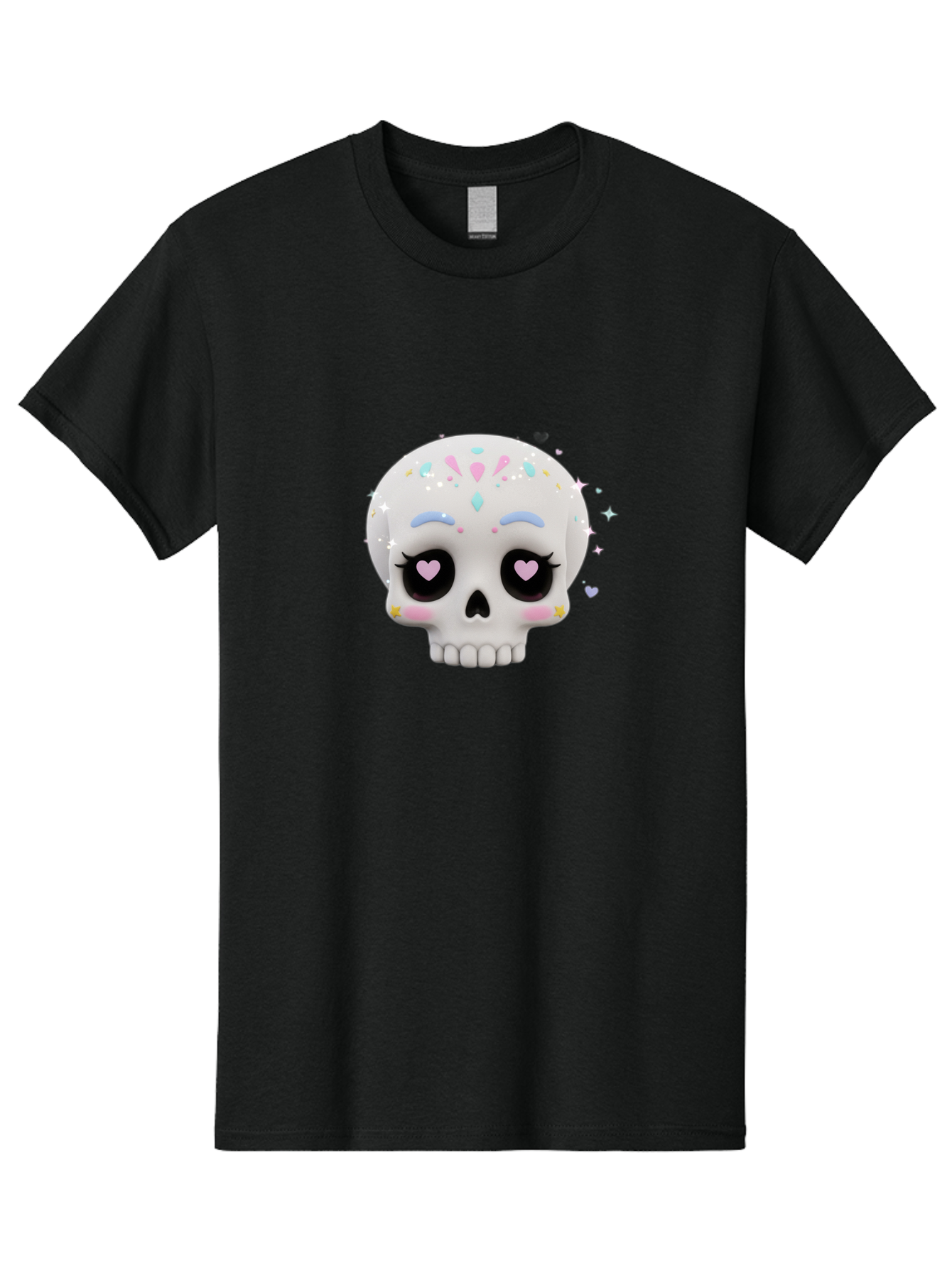 Sugar-Skull Men'S Graphic Tee, 100% Cotton, Comfortable Casual Summer Wear, Machine Washable, Sugar Skull Graphic, Cartoon-Style Skull, Pastel Colors, Festive Design, Day Of The Dead Theme, Colorful Sprinkles, Sparkly Elements, Bad793 5