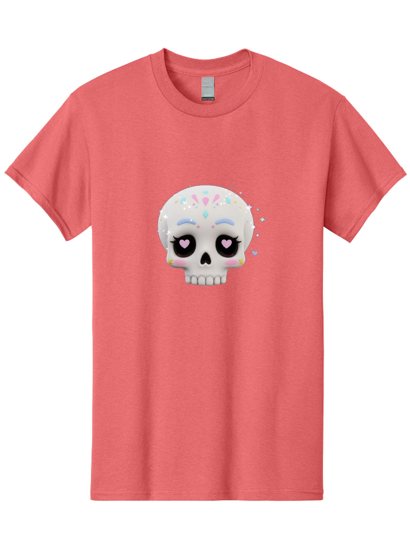 Sugar-Skull Men'S Graphic Tee, 100% Cotton, Comfortable Casual Summer Wear, Machine Washable, Sugar Skull Graphic, Cartoon-Style Skull, Pastel Colors, Festive Design, Day Of The Dead Theme, Colorful Sprinkles, Sparkly Elements, Bad793 3