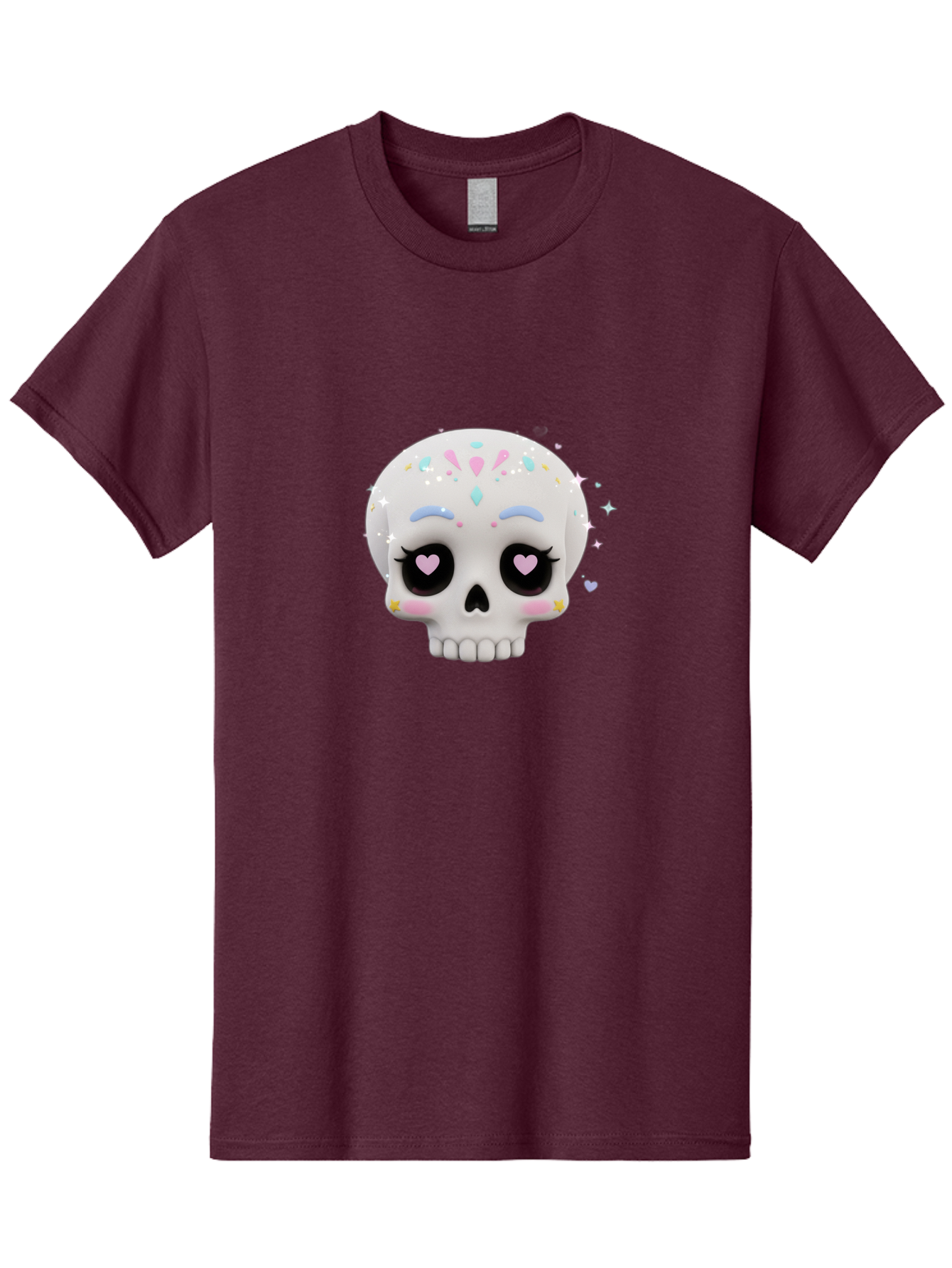 Sugar-Skull Men'S Graphic Tee, 100% Cotton, Comfortable Casual Summer Wear, Machine Washable, Sugar Skull Graphic, Cartoon-Style Skull, Pastel Colors, Festive Design, Day Of The Dead Theme, Colorful Sprinkles, Sparkly Elements, Bad793 9