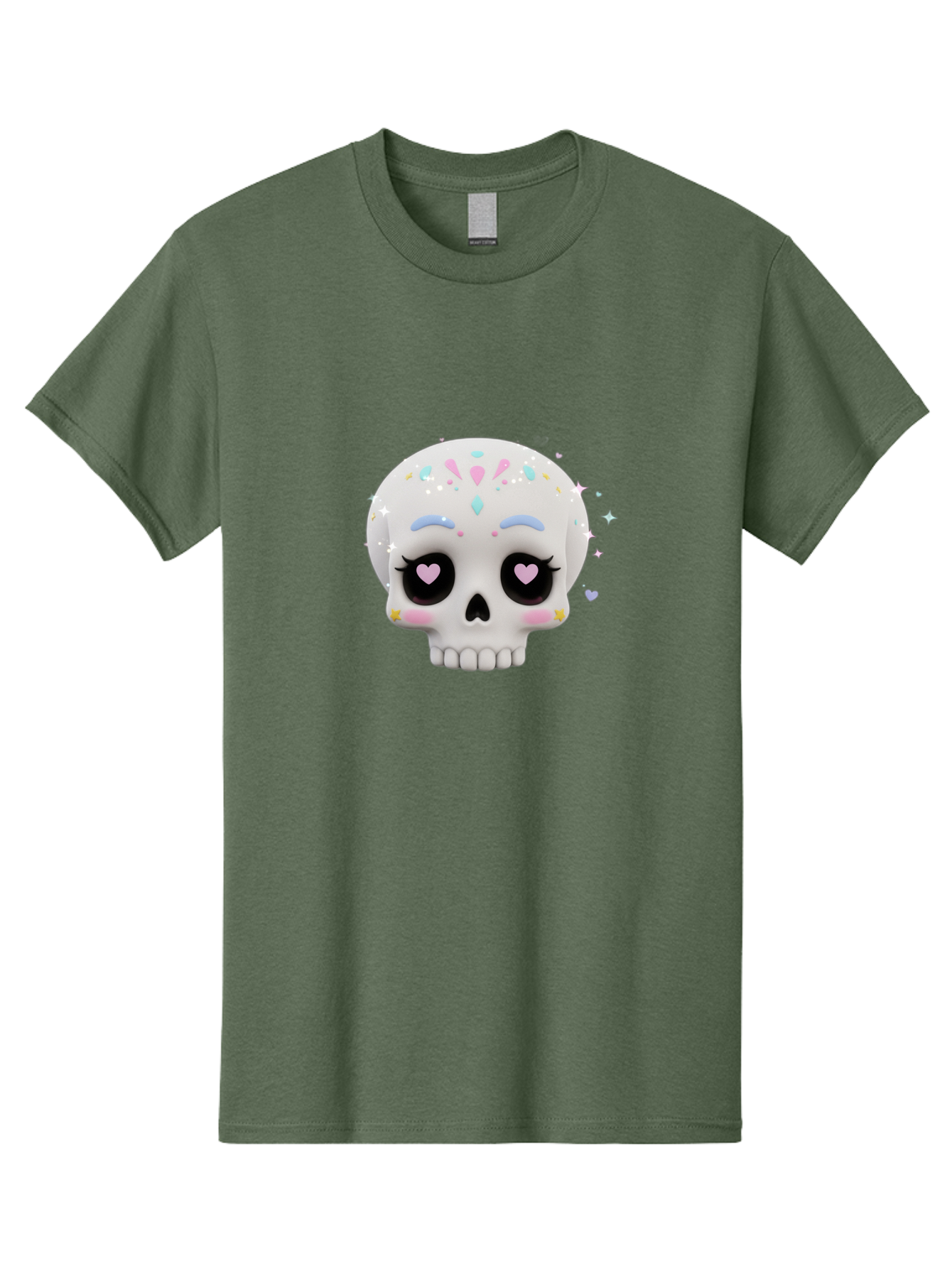 Sugar-Skull Men'S Graphic Tee, 100% Cotton, Comfortable Casual Summer Wear, Machine Washable, Sugar Skull Graphic, Cartoon-Style Skull, Pastel Colors, Festive Design, Day Of The Dead Theme, Colorful Sprinkles, Sparkly Elements, Bad793 13