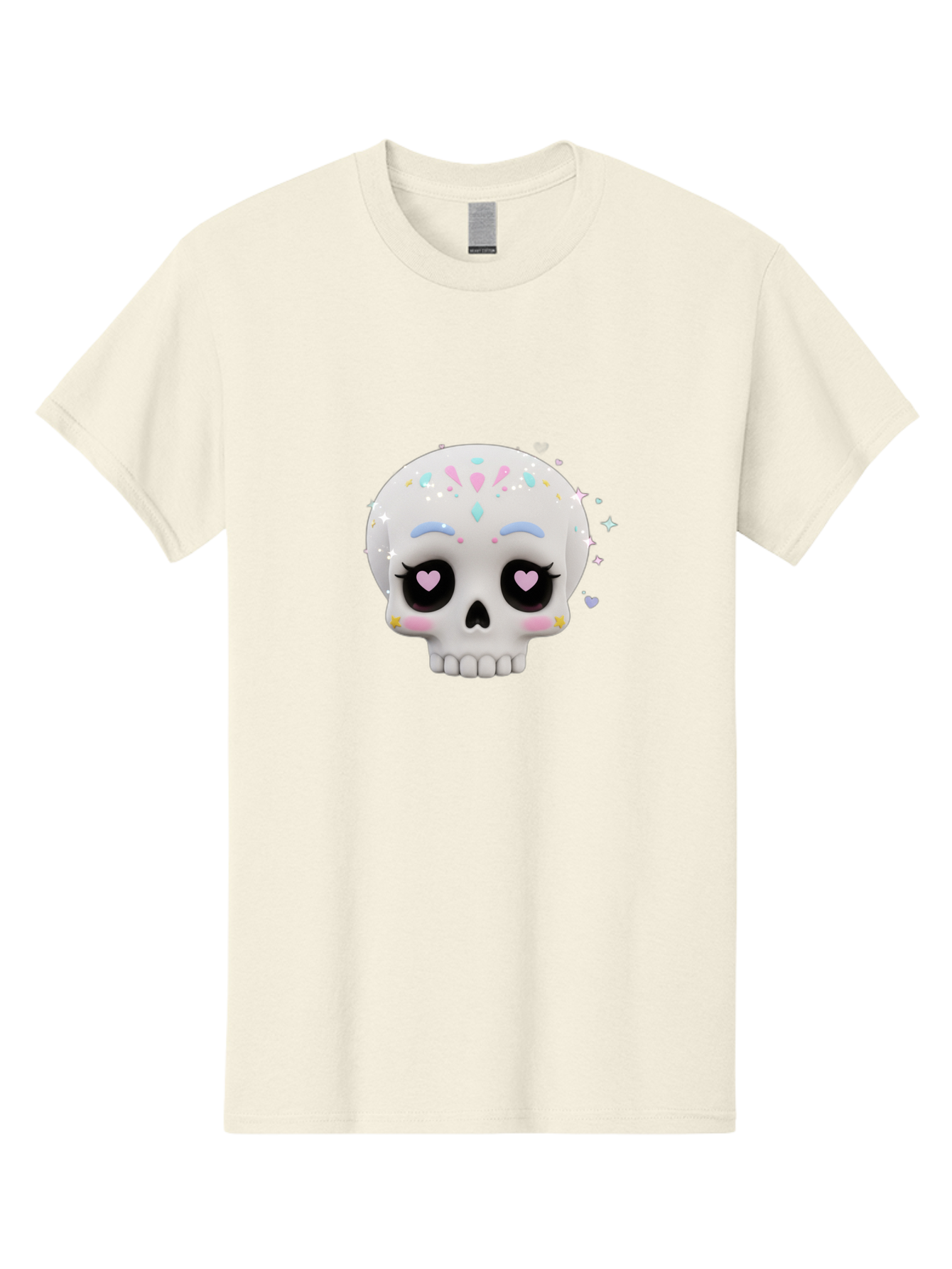Sugar-Skull Men'S Graphic Tee, 100% Cotton, Comfortable Casual Summer Wear, Machine Washable, Sugar Skull Graphic, Cartoon-Style Skull, Pastel Colors, Festive Design, Day Of The Dead Theme, Colorful Sprinkles, Sparkly Elements, Bad793 14