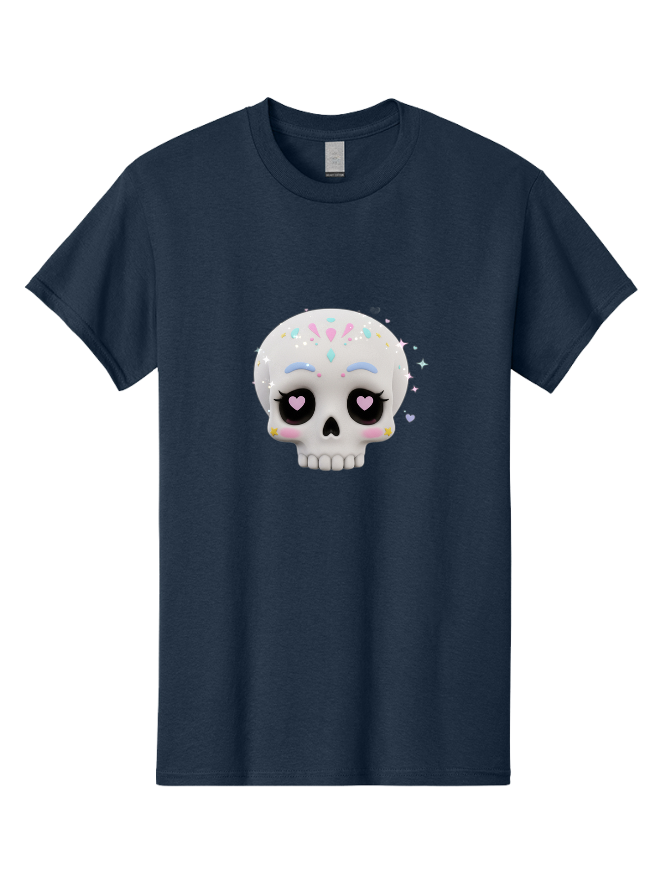 Sugar-Skull Men'S Graphic Tee, 100% Cotton, Comfortable Casual Summer Wear, Machine Washable, Sugar Skull Graphic, Cartoon-Style Skull, Pastel Colors, Festive Design, Day Of The Dead Theme, Colorful Sprinkles, Sparkly Elements, Bad793 4
