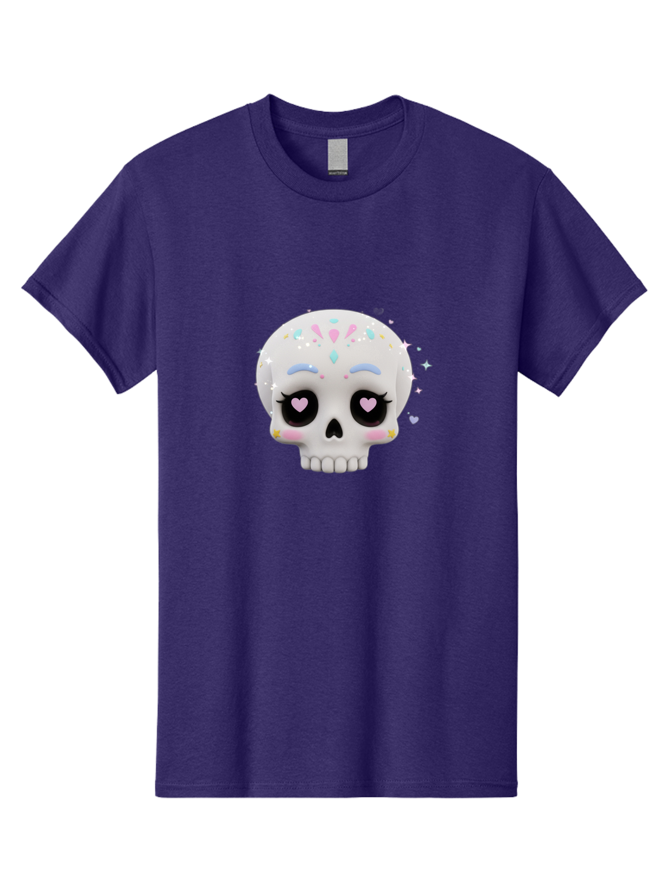 Sugar-Skull Men'S Graphic Tee, 100% Cotton, Comfortable Casual Summer Wear, Machine Washable, Sugar Skull Graphic, Cartoon-Style Skull, Pastel Colors, Festive Design, Day Of The Dead Theme, Colorful Sprinkles, Sparkly Elements, Bad793 8