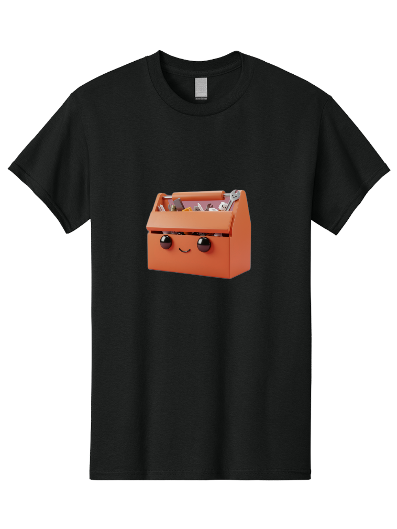 Toolbox-1 Men'S Graphic Tee, 100% Cotton, Comfortable Casual Summer Wear, Machine Washable, Orange Toolbox, Cartoonish Face, Smiling Eyes, Black Pupils, 3D Rendering, Creative Design, Funny, Quirky, Toolbox, Metal Wrenches, Various Tools Bad847 14