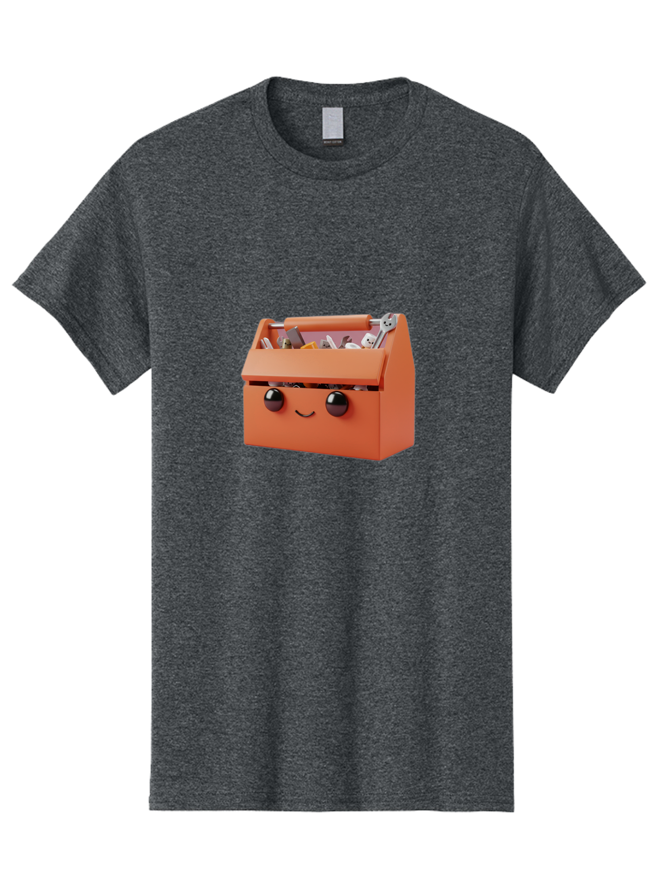 Toolbox-1 Men'S Graphic Tee, 100% Cotton, Comfortable Casual Summer Wear, Machine Washable, Orange Toolbox, Cartoonish Face, Smiling Eyes, Black Pupils, 3D Rendering, Creative Design, Funny, Quirky, Toolbox, Metal Wrenches, Various Tools Bad847 10