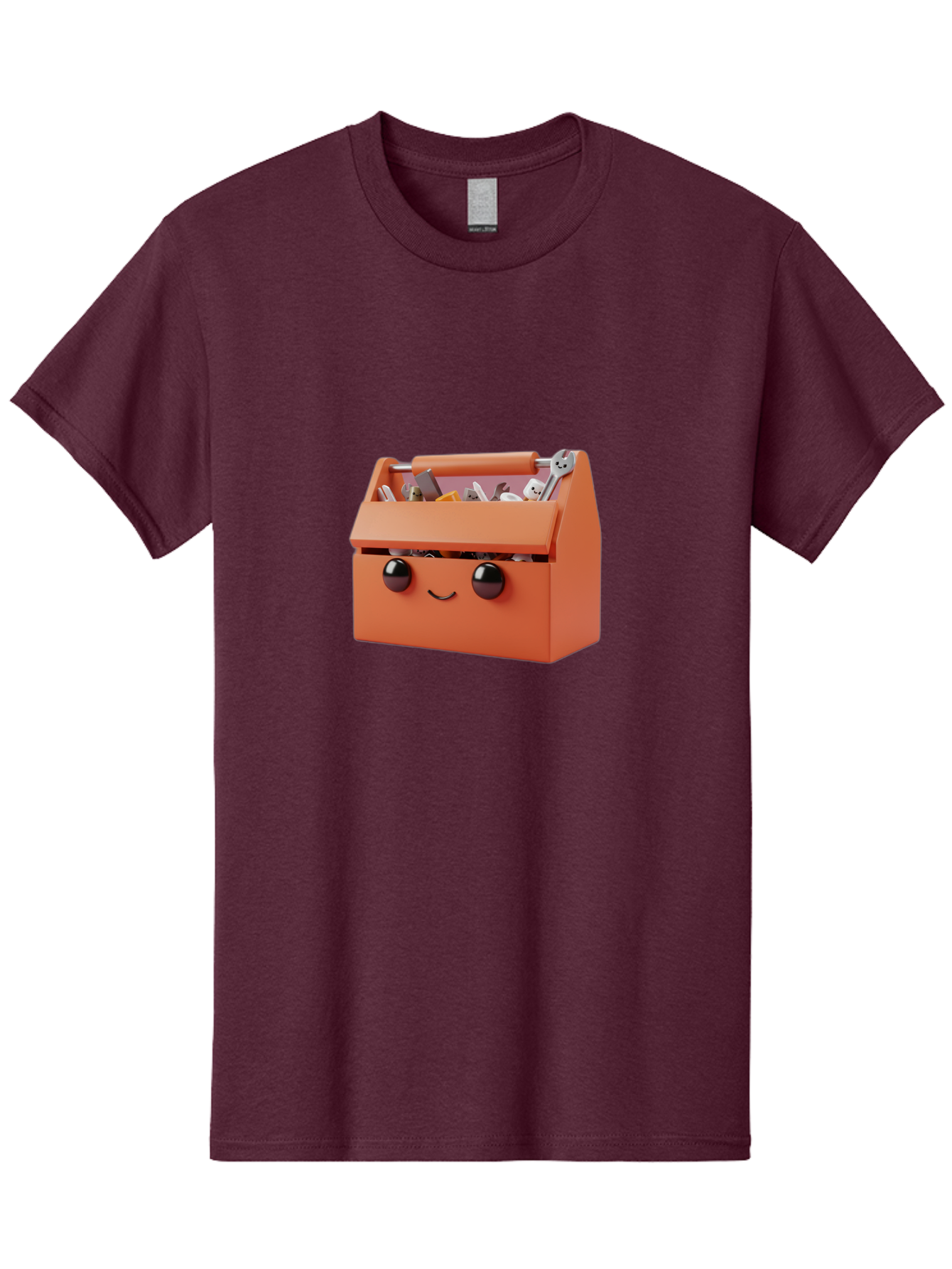 Toolbox-1 Men'S Graphic Tee, 100% Cotton, Comfortable Casual Summer Wear, Machine Washable, Orange Toolbox, Cartoonish Face, Smiling Eyes, Black Pupils, 3D Rendering, Creative Design, Funny, Quirky, Toolbox, Metal Wrenches, Various Tools Bad847 12