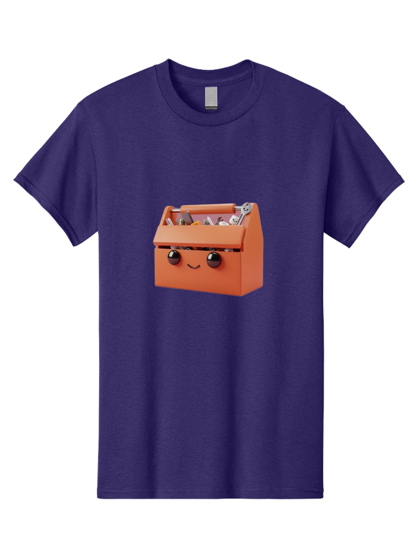 Toolbox-1 Men'S Graphic Tee, 100% Cotton, Comfortable Casual Summer Wear, Machine Washable, Orange Toolbox, Cartoonish Face, Smiling Eyes, Black Pupils, 3D Rendering, Creative Design, Funny, Quirky, Toolbox, Metal Wrenches, Various Tools Bad847 6