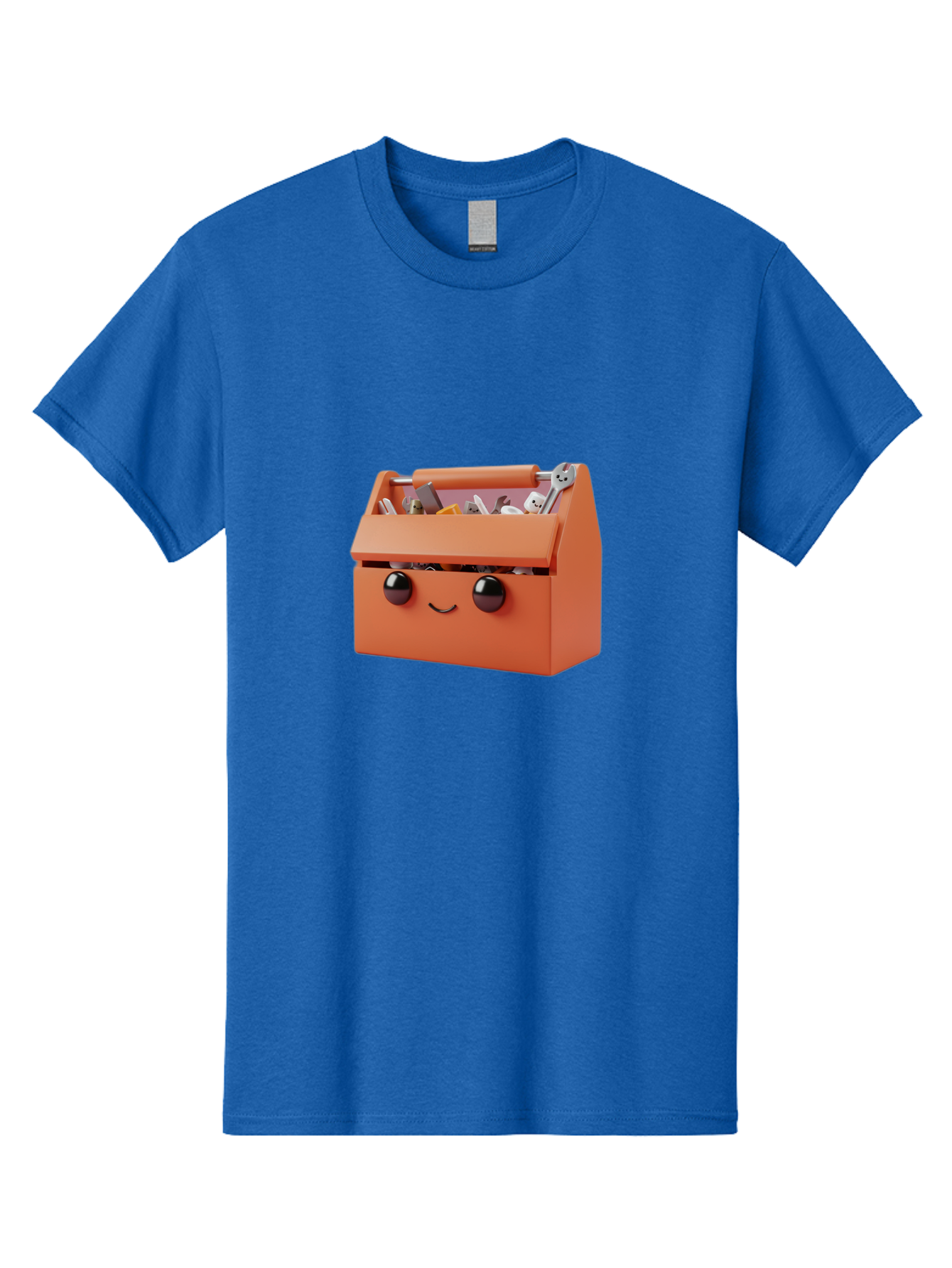 Toolbox-1 Men'S Graphic Tee, 100% Cotton, Comfortable Casual Summer Wear, Machine Washable, Orange Toolbox, Cartoonish Face, Smiling Eyes, Black Pupils, 3D Rendering, Creative Design, Funny, Quirky, Toolbox, Metal Wrenches, Various Tools Bad847 11