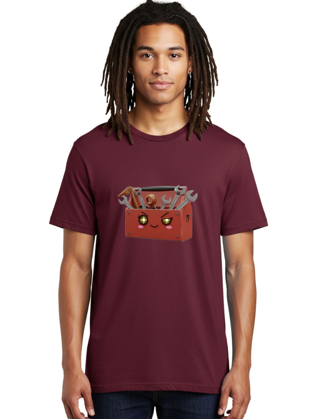 Toolbox-With-Wrenches-And-Pliers Men'S Graphic Tee, 100% Cotton, Comfortable Casual Summer Wear, Machine Washable, Cartoon Toolbox, Winking Face, Kawaii Style, Tools Inside, Wrenches, Spanner, Pliers, Repair Equipment, Diy, Mechanic, Handyman, Bad850 28