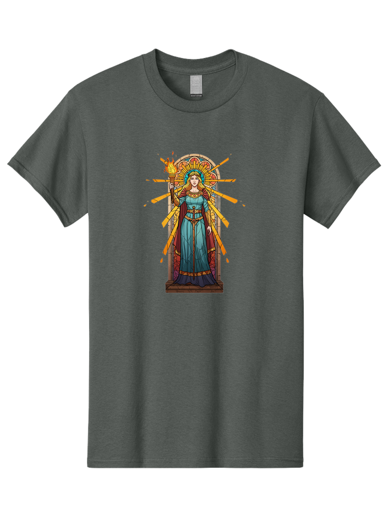 Torch-Lady Men'S Graphic Tee, 100% Cotton, Comfortable Casual Summer Wear, Machine Washable, Statue Of Liberty, Freedom Symbol, Torch Bearer, Stained Glass Art, Vintage Illustration, Liberty Personified, Woman With Torch Bad854 1