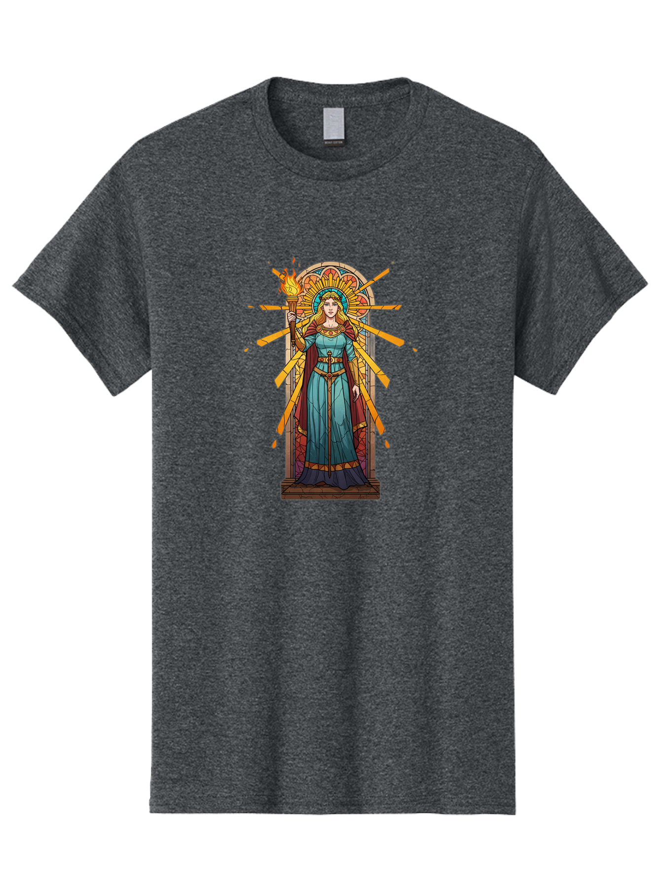 Torch-Lady Men'S Graphic Tee, 100% Cotton, Comfortable Casual Summer Wear, Machine Washable, Statue Of Liberty, Freedom Symbol, Torch Bearer, Stained Glass Art, Vintage Illustration, Liberty Personified, Woman With Torch Bad854 2