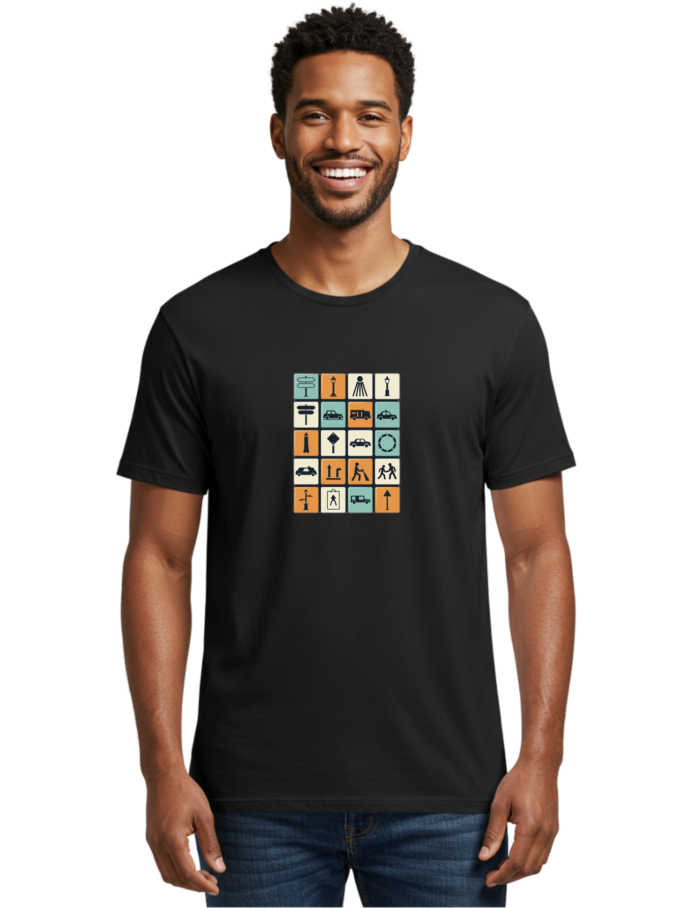 Traffic-Signs Men'S Graphic Tee, 100% Cotton, Comfortable Casual Summer Wear, Machine Washable, Traffic Signs, Road Signs, Direction Signs, Traffic Icons, Street Signs, Navigation Symbols, Transportation Graphics, Urban Planning, Road Safety, Bad856 19