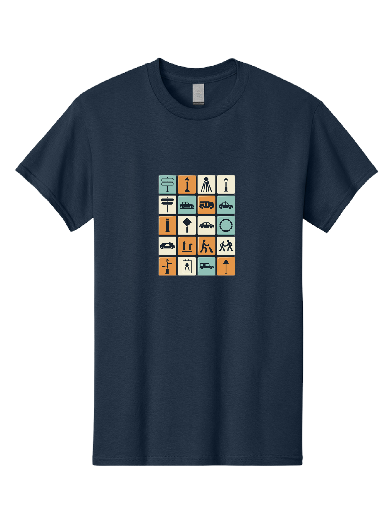 Traffic-Signs Men'S Graphic Tee, 100% Cotton, Comfortable Casual Summer Wear, Machine Washable, Traffic Signs, Road Signs, Direction Signs, Traffic Icons, Street Signs, Navigation Symbols, Transportation Graphics, Urban Planning, Road Safety, Bad856 3