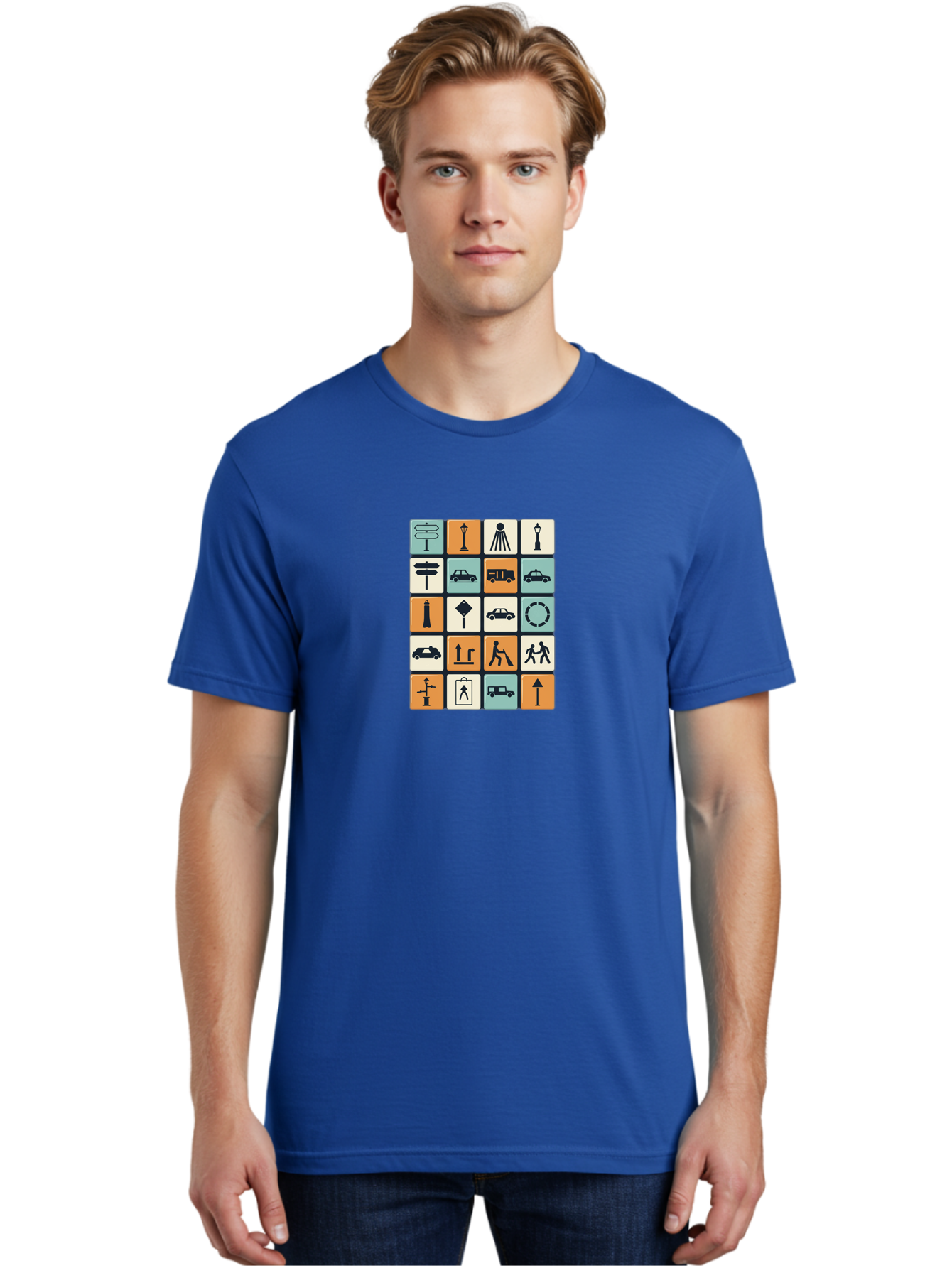 Traffic-Signs Men'S Graphic Tee, 100% Cotton, Comfortable Casual Summer Wear, Machine Washable, Traffic Signs, Road Signs, Direction Signs, Traffic Icons, Street Signs, Navigation Symbols, Transportation Graphics, Urban Planning, Road Safety, Bad856 21