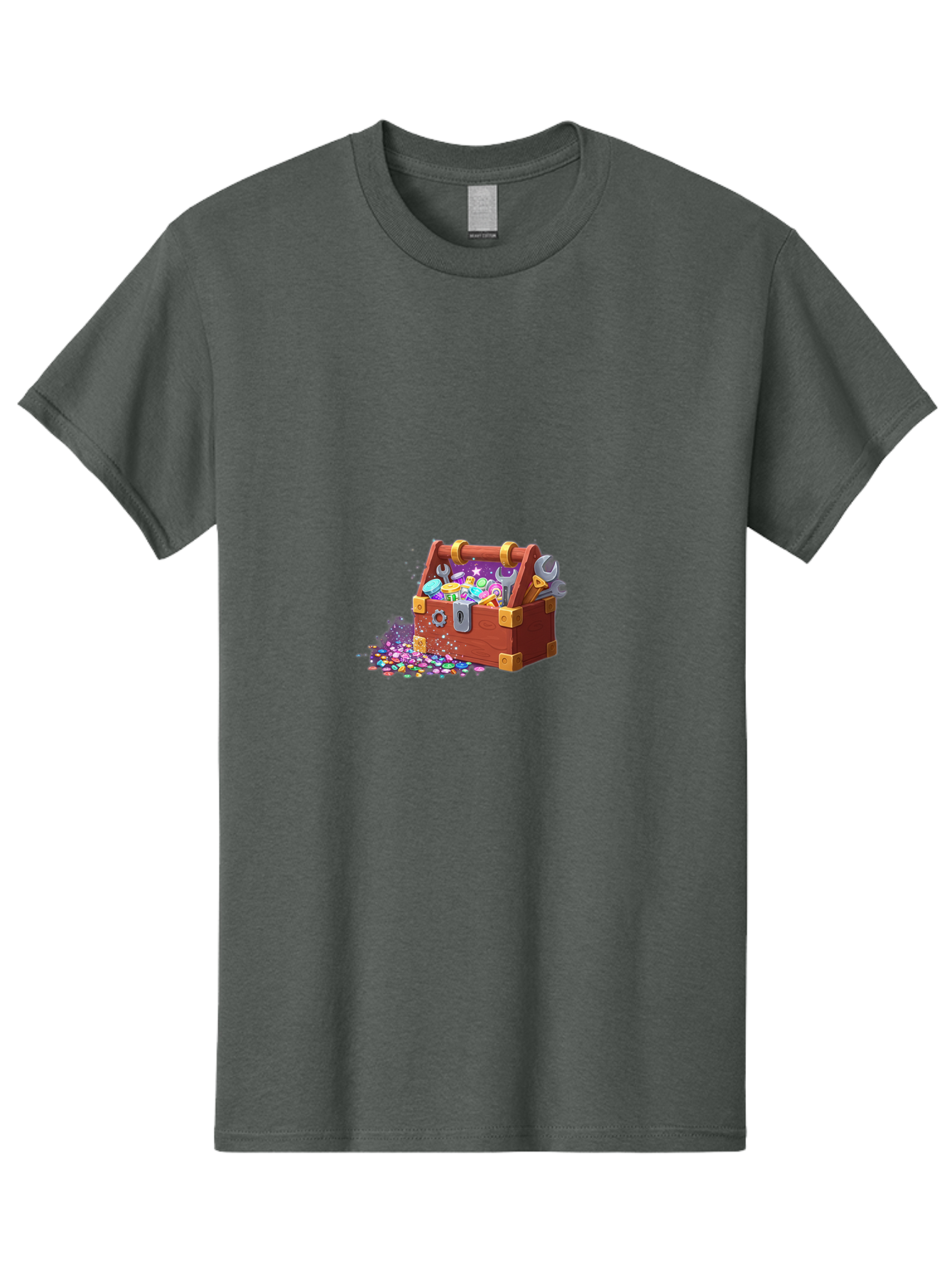 Treasure-Box Men'S Graphic Tee, 100% Cotton, Comfortable Casual Summer Wear, Machine Washable, Wood Treasure Chest, Colorful Jewels, Gemstones, Treasure, Loot, Gaming Treasure, Gaming Rewards, Loot Box, Puzzle Pieces, Shiny Objects, Bad858 15