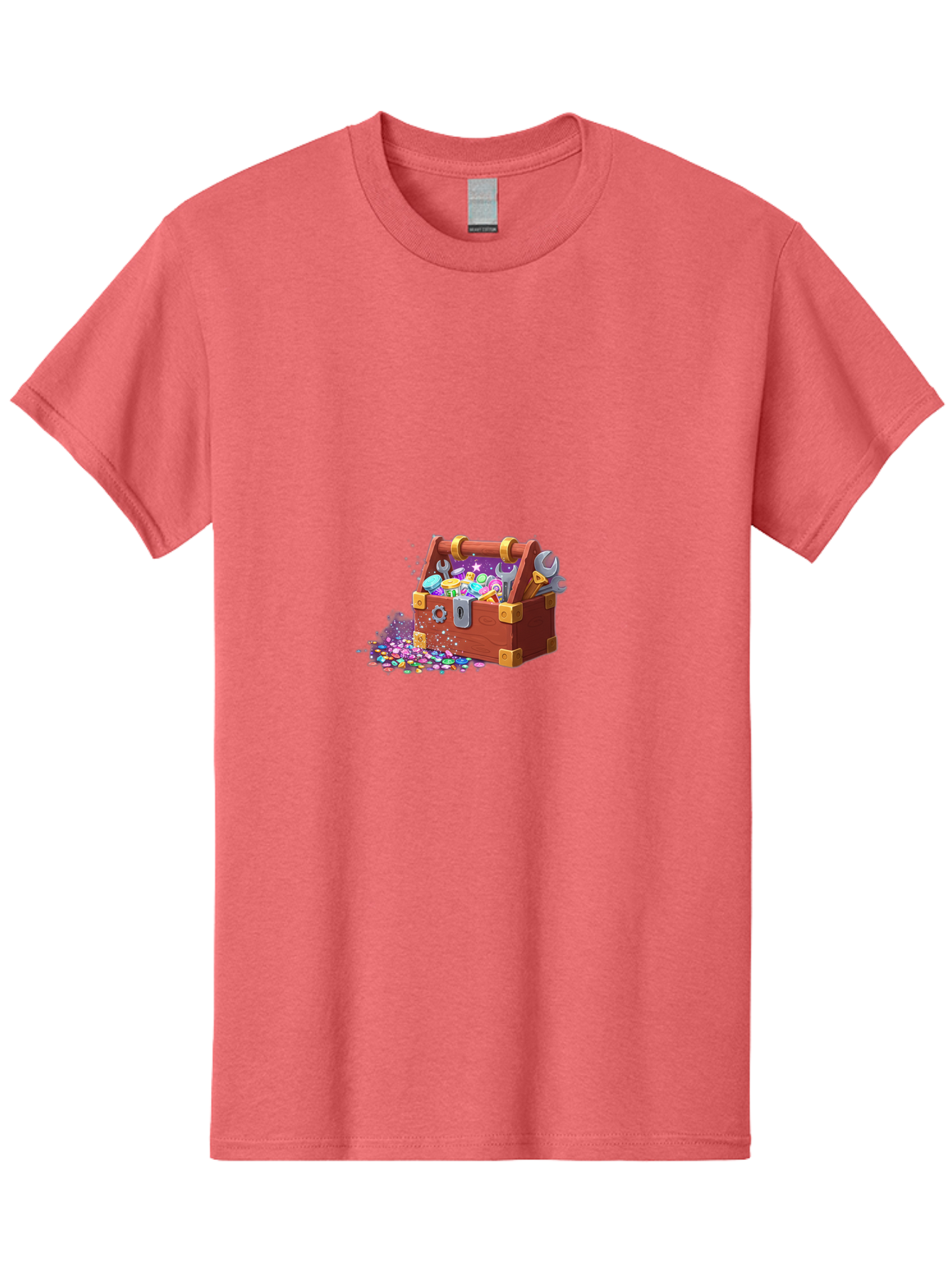 Treasure-Box Men'S Graphic Tee, 100% Cotton, Comfortable Casual Summer Wear, Machine Washable, Wood Treasure Chest, Colorful Jewels, Gemstones, Treasure, Loot, Gaming Treasure, Gaming Rewards, Loot Box, Puzzle Pieces, Shiny Objects, Bad858 11