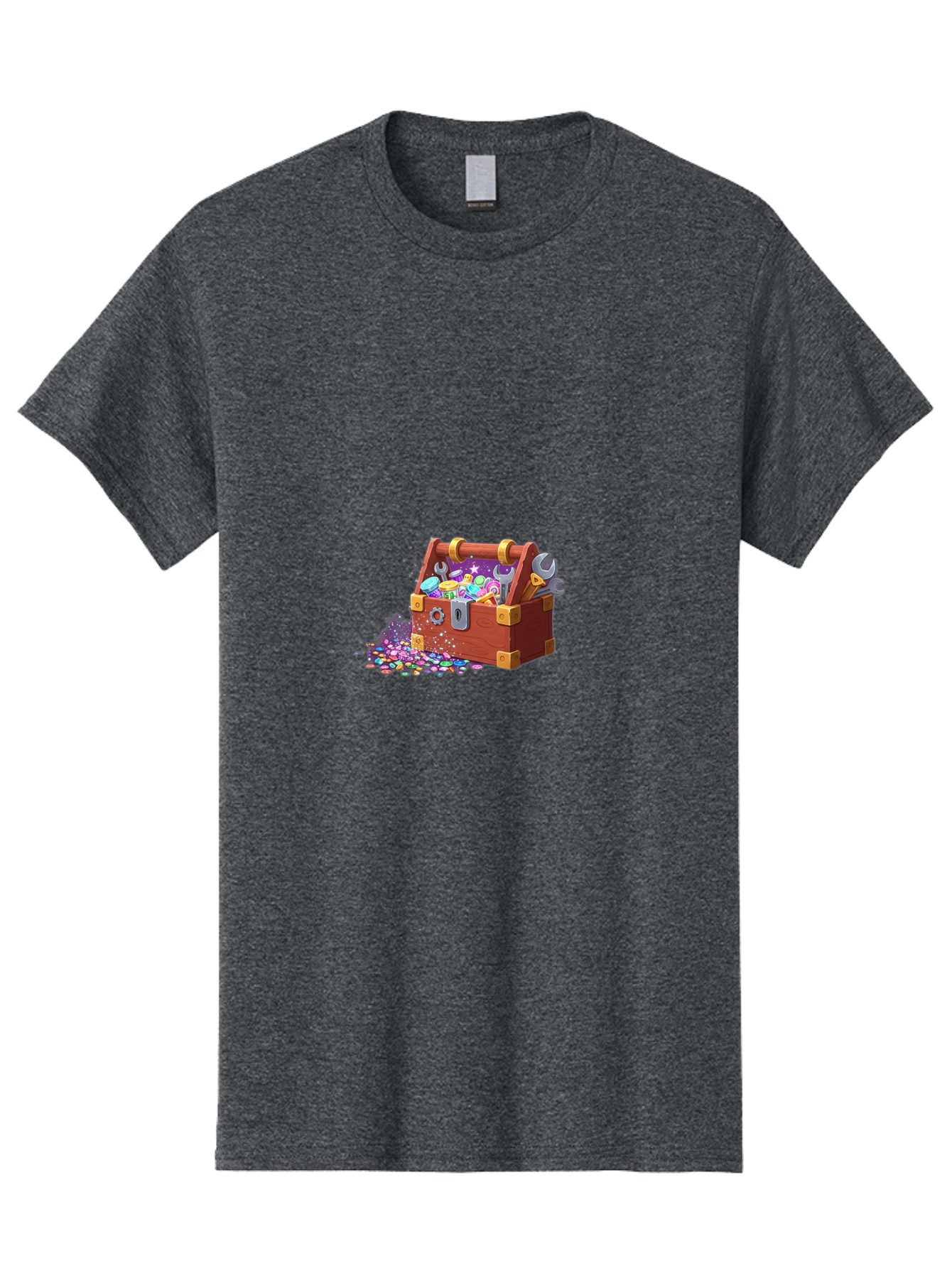 Treasure-Box Men'S Graphic Tee, 100% Cotton, Comfortable Casual Summer Wear, Machine Washable, Wood Treasure Chest, Colorful Jewels, Gemstones, Treasure, Loot, Gaming Treasure, Gaming Rewards, Loot Box, Puzzle Pieces, Shiny Objects, Bad858 9