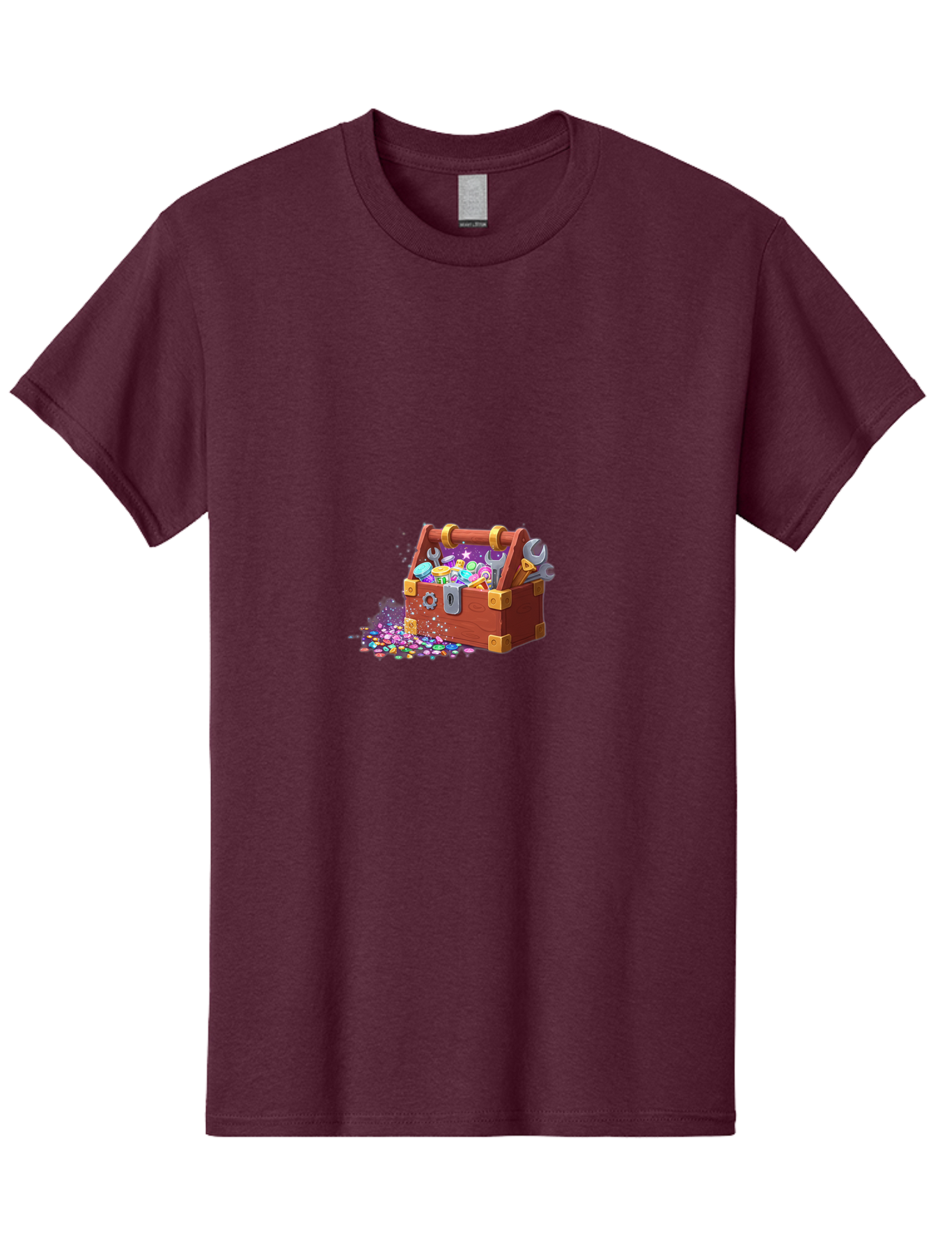 Treasure-Box Men'S Graphic Tee, 100% Cotton, Comfortable Casual Summer Wear, Machine Washable, Wood Treasure Chest, Colorful Jewels, Gemstones, Treasure, Loot, Gaming Treasure, Gaming Rewards, Loot Box, Puzzle Pieces, Shiny Objects, Bad858 3