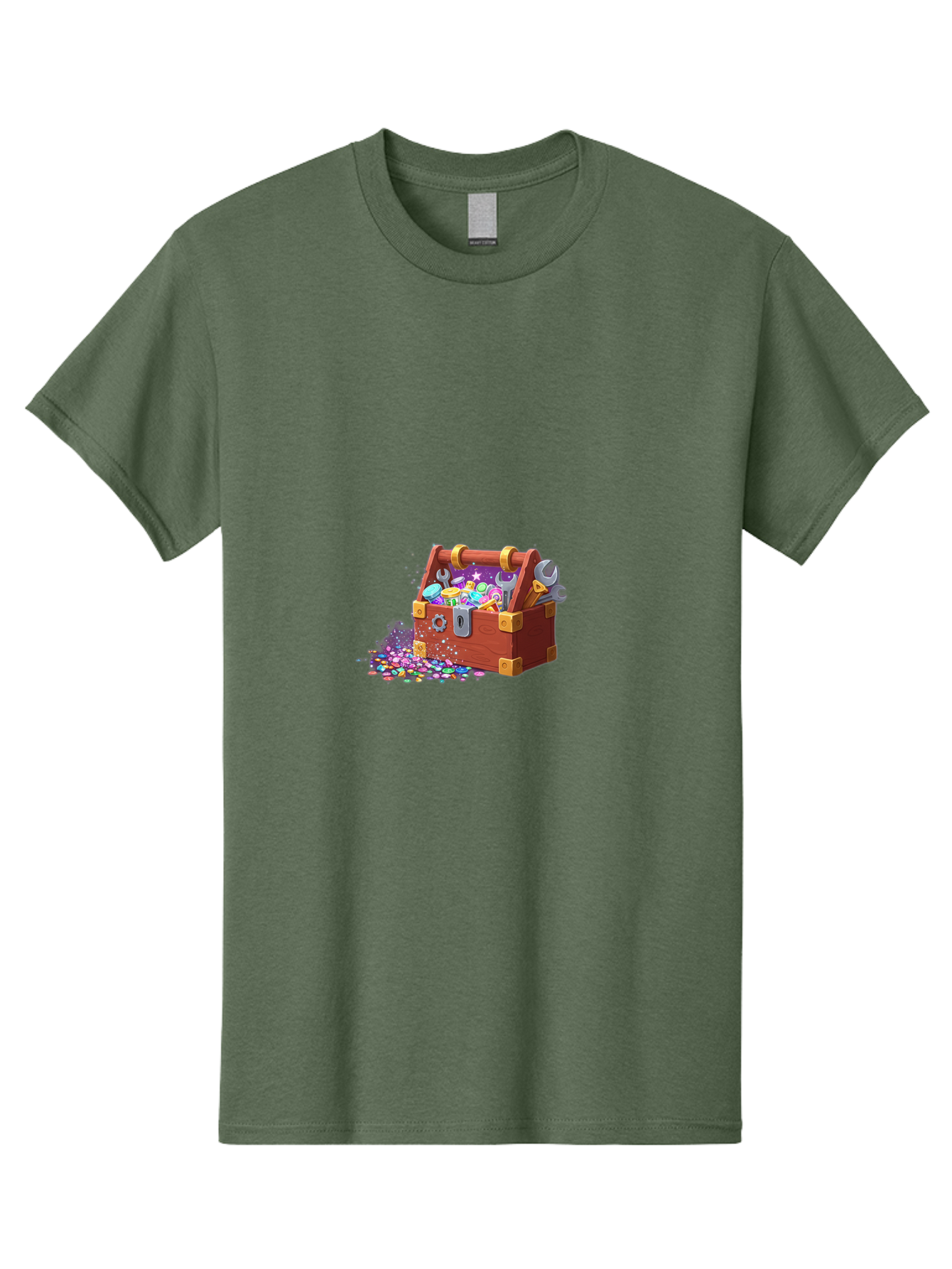 Treasure-Box Men'S Graphic Tee, 100% Cotton, Comfortable Casual Summer Wear, Machine Washable, Wood Treasure Chest, Colorful Jewels, Gemstones, Treasure, Loot, Gaming Treasure, Gaming Rewards, Loot Box, Puzzle Pieces, Shiny Objects, Bad858 1