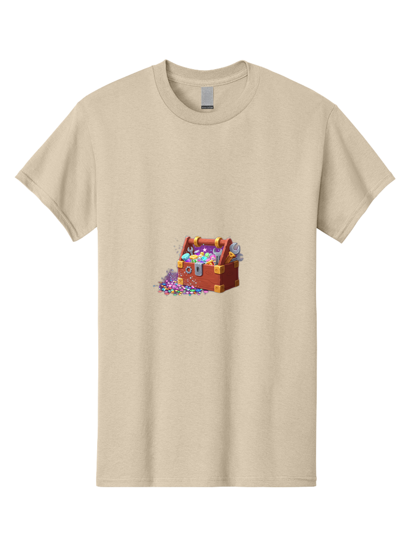 Treasure-Box Men'S Graphic Tee, 100% Cotton, Comfortable Casual Summer Wear, Machine Washable, Wood Treasure Chest, Colorful Jewels, Gemstones, Treasure, Loot, Gaming Treasure, Gaming Rewards, Loot Box, Puzzle Pieces, Shiny Objects, Bad858 6