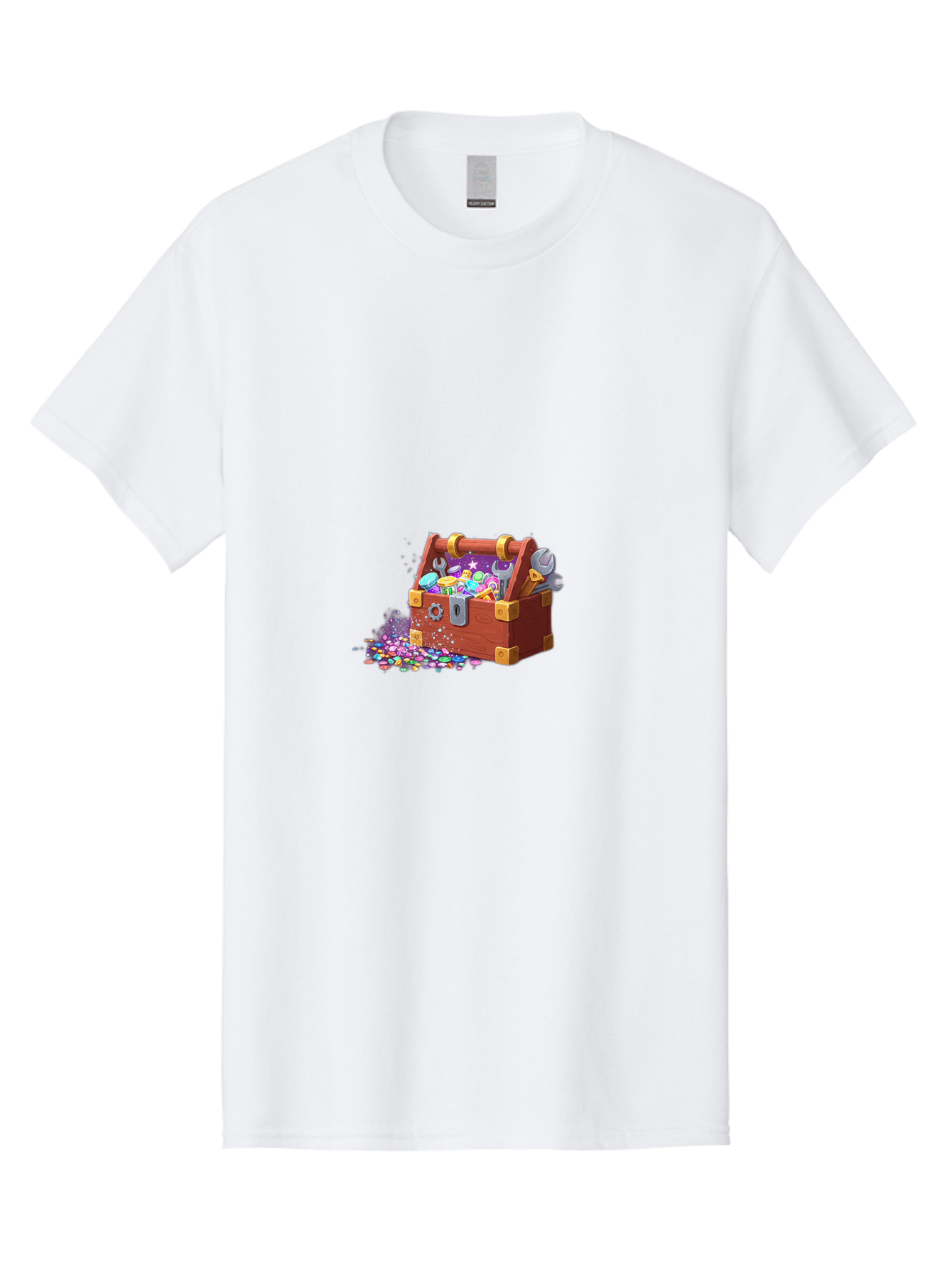 Treasure-Box Men'S Graphic Tee, 100% Cotton, Comfortable Casual Summer Wear, Machine Washable, Wood Treasure Chest, Colorful Jewels, Gemstones, Treasure, Loot, Gaming Treasure, Gaming Rewards, Loot Box, Puzzle Pieces, Shiny Objects, Bad858 10