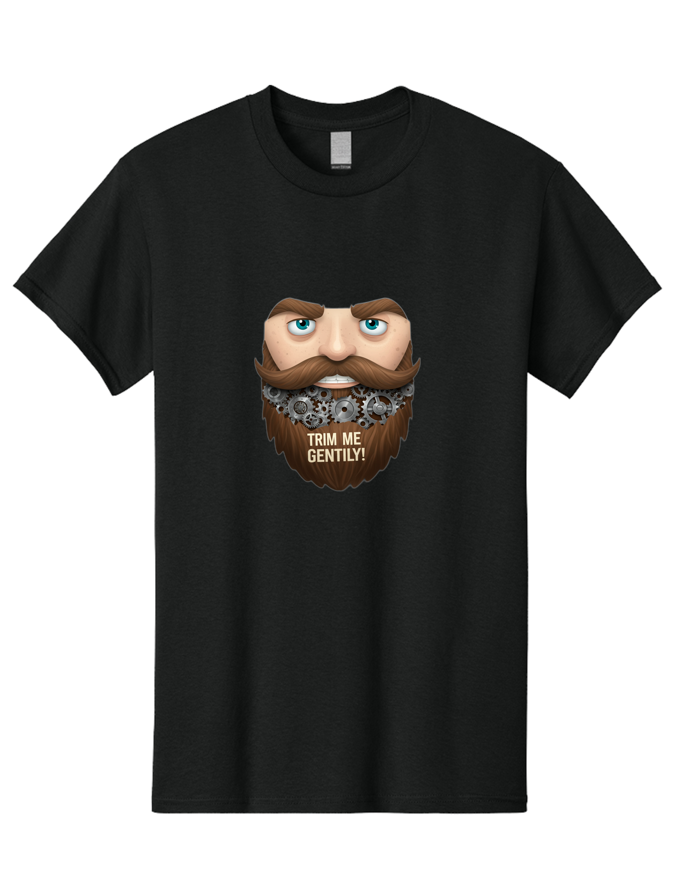 Trim-Me-Gentily Men'S Graphic Tee, 100% Cotton, Comfortable Casual Summer Wear, Machine Washable, Steampunk-Inspired Beard, Mechanical Gears, Vintage Grooming, Quirky Humor, Unique Facial Hair, Whimsical Design, Trim Me Gently, Bad861 10
