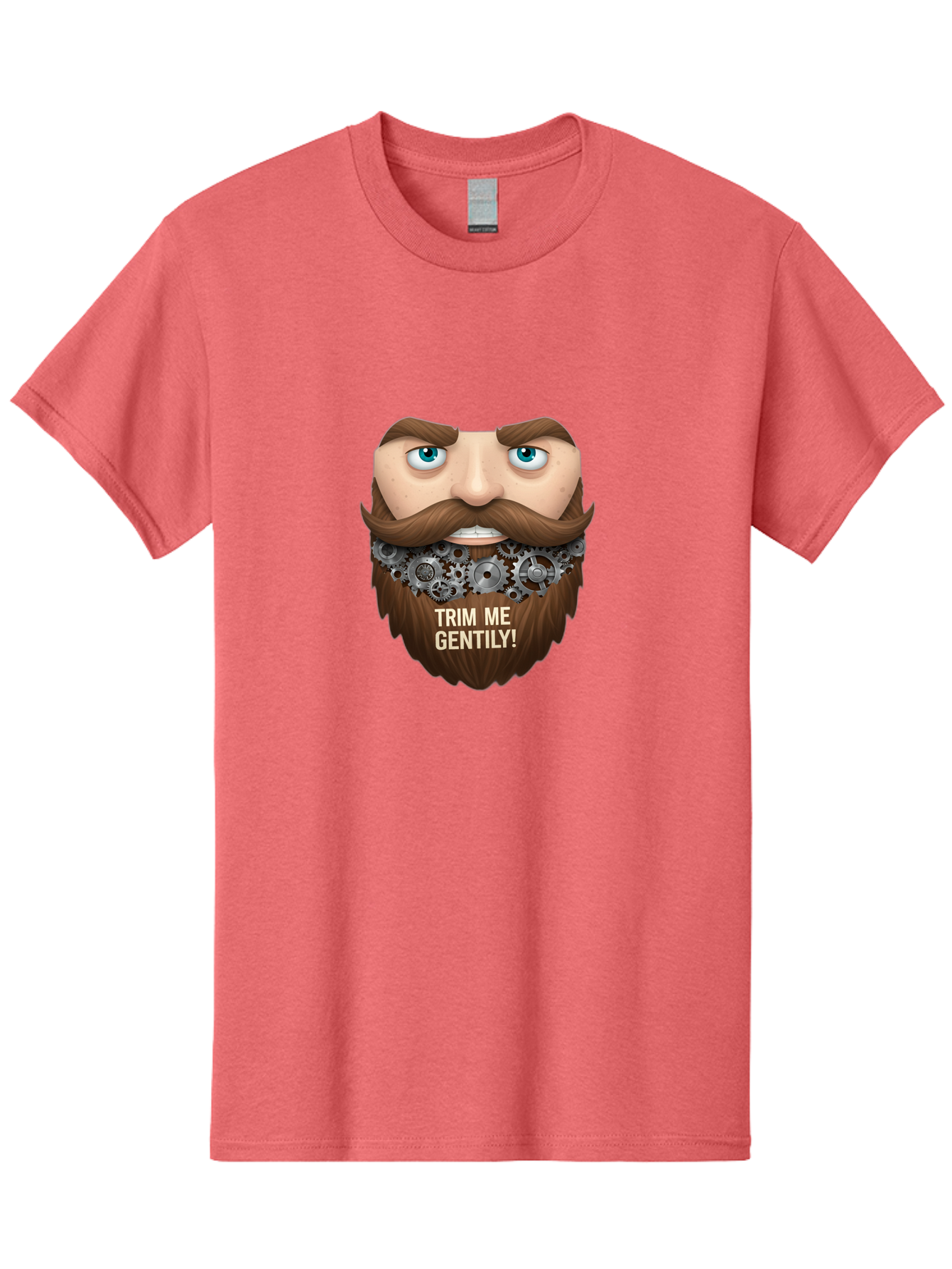 Trim-Me-Gentily Men'S Graphic Tee, 100% Cotton, Comfortable Casual Summer Wear, Machine Washable, Steampunk-Inspired Beard, Mechanical Gears, Vintage Grooming, Quirky Humor, Unique Facial Hair, Whimsical Design, Trim Me Gently, Bad861 14