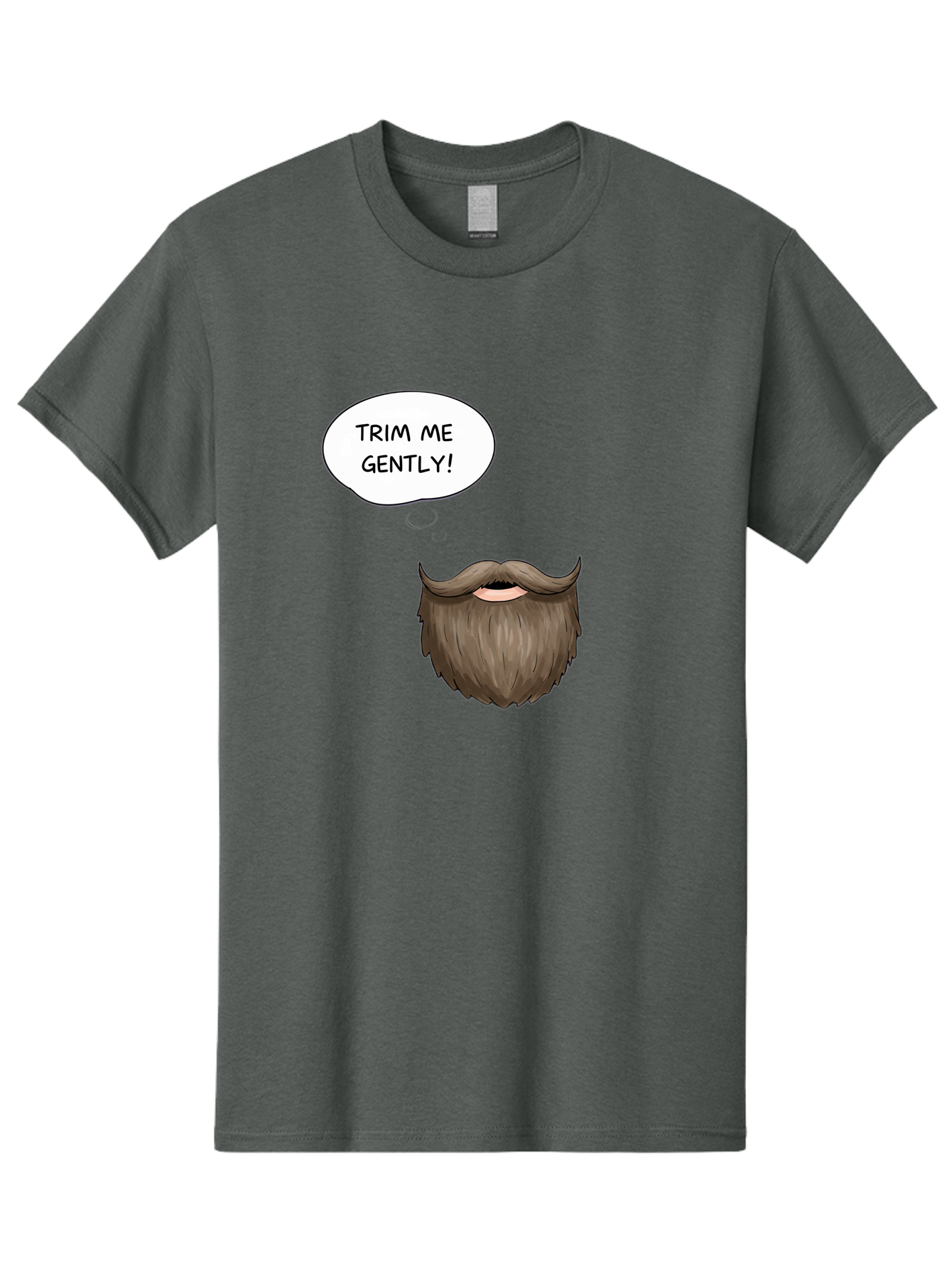 Trim-Me-Gently-2 Men'S Graphic Tee, 100% Cotton, Comfortable Casual Summer Wear, Machine Washable, Funny Cartoon Beard, Humorous Illustration, Whimsical Character, Mustache And Beard Combo, Playful Typography, Quirky Design, Bold Text, Bad863 1