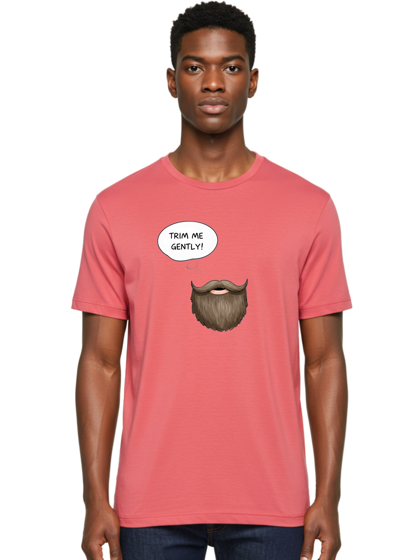 Trim-Me-Gently-2 Men'S Graphic Tee, 100% Cotton, Comfortable Casual Summer Wear, Machine Washable, Funny Cartoon Beard, Humorous Illustration, Whimsical Character, Mustache And Beard Combo, Playful Typography, Quirky Design, Bold Text, Bad863 17