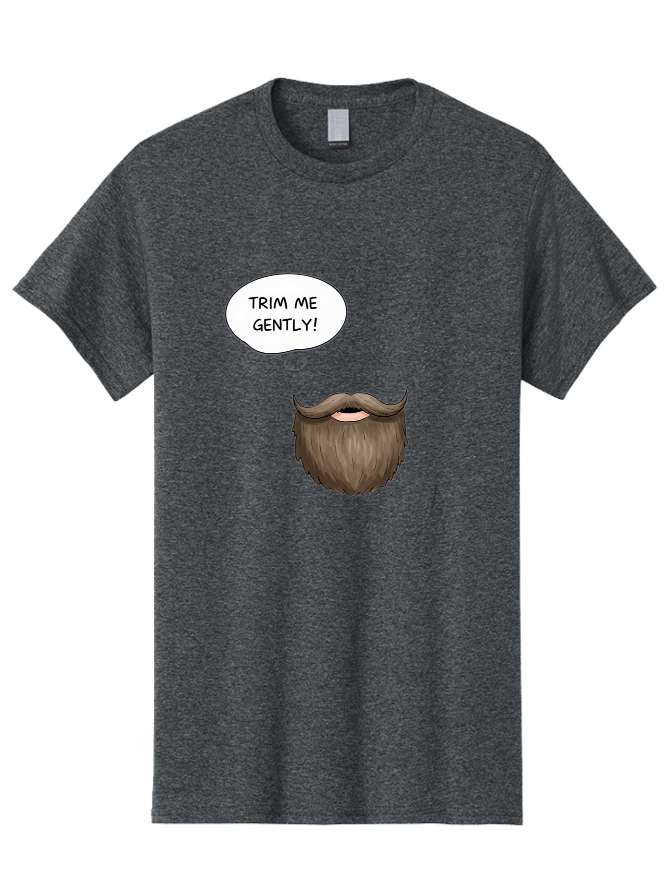 Trim-Me-Gently-2 Men'S Graphic Tee, 100% Cotton, Comfortable Casual Summer Wear, Machine Washable, Funny Cartoon Beard, Humorous Illustration, Whimsical Character, Mustache And Beard Combo, Playful Typography, Quirky Design, Bold Text, Bad863 3