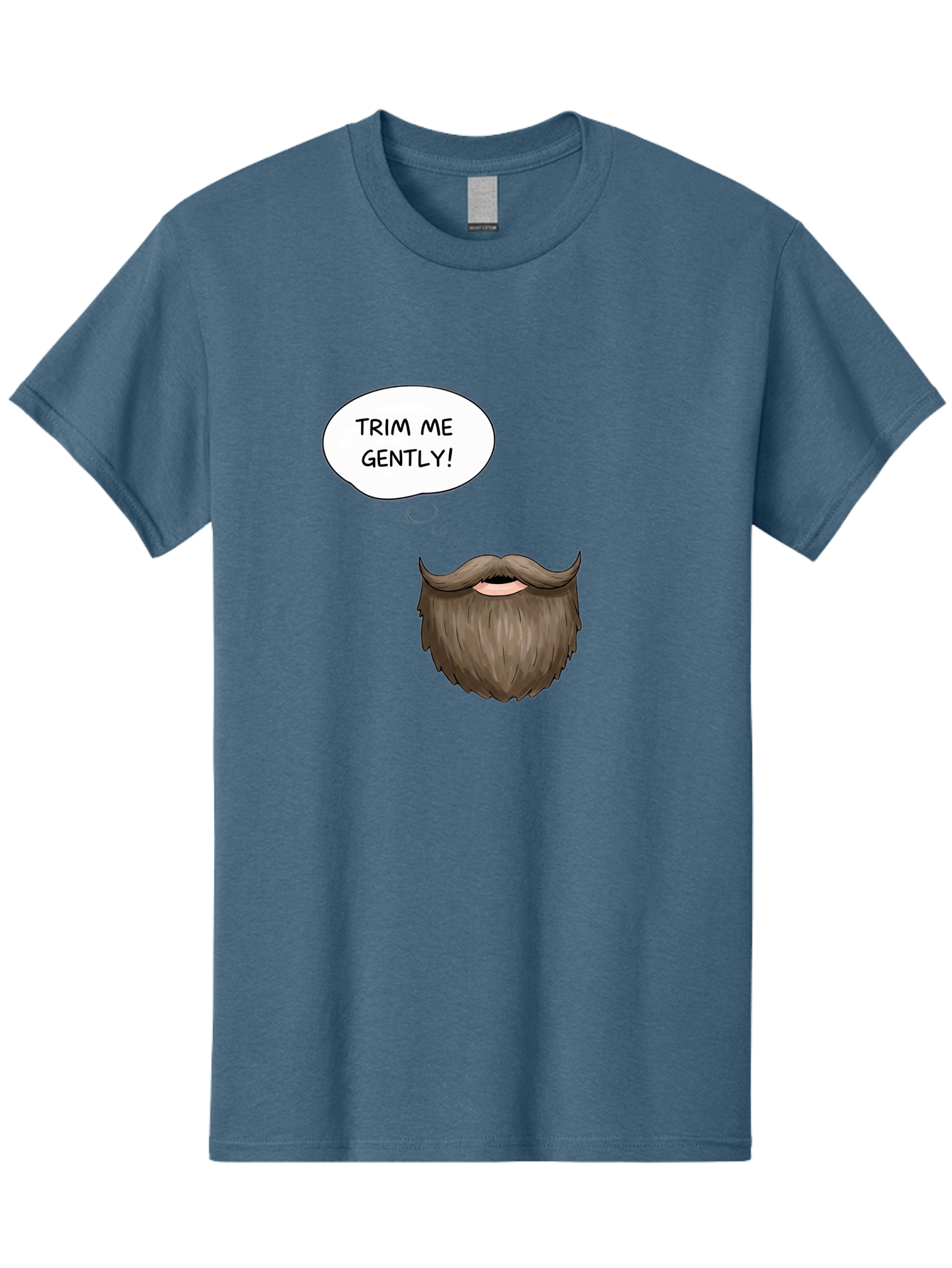 Trim-Me-Gently-2 Men'S Graphic Tee, 100% Cotton, Comfortable Casual Summer Wear, Machine Washable, Funny Cartoon Beard, Humorous Illustration, Whimsical Character, Mustache And Beard Combo, Playful Typography, Quirky Design, Bold Text, Bad863 12