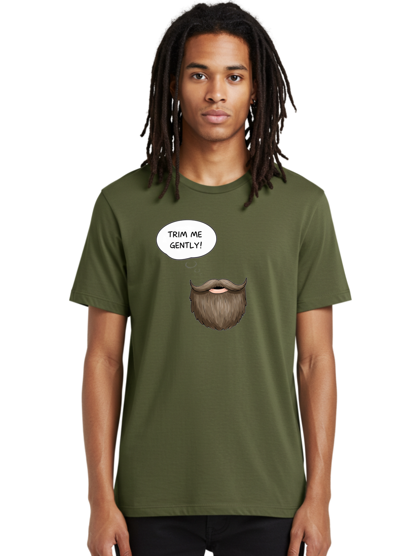Trim-Me-Gently-2 Men'S Graphic Tee, 100% Cotton, Comfortable Casual Summer Wear, Machine Washable, Funny Cartoon Beard, Humorous Illustration, Whimsical Character, Mustache And Beard Combo, Playful Typography, Quirky Design, Bold Text, Bad863 25