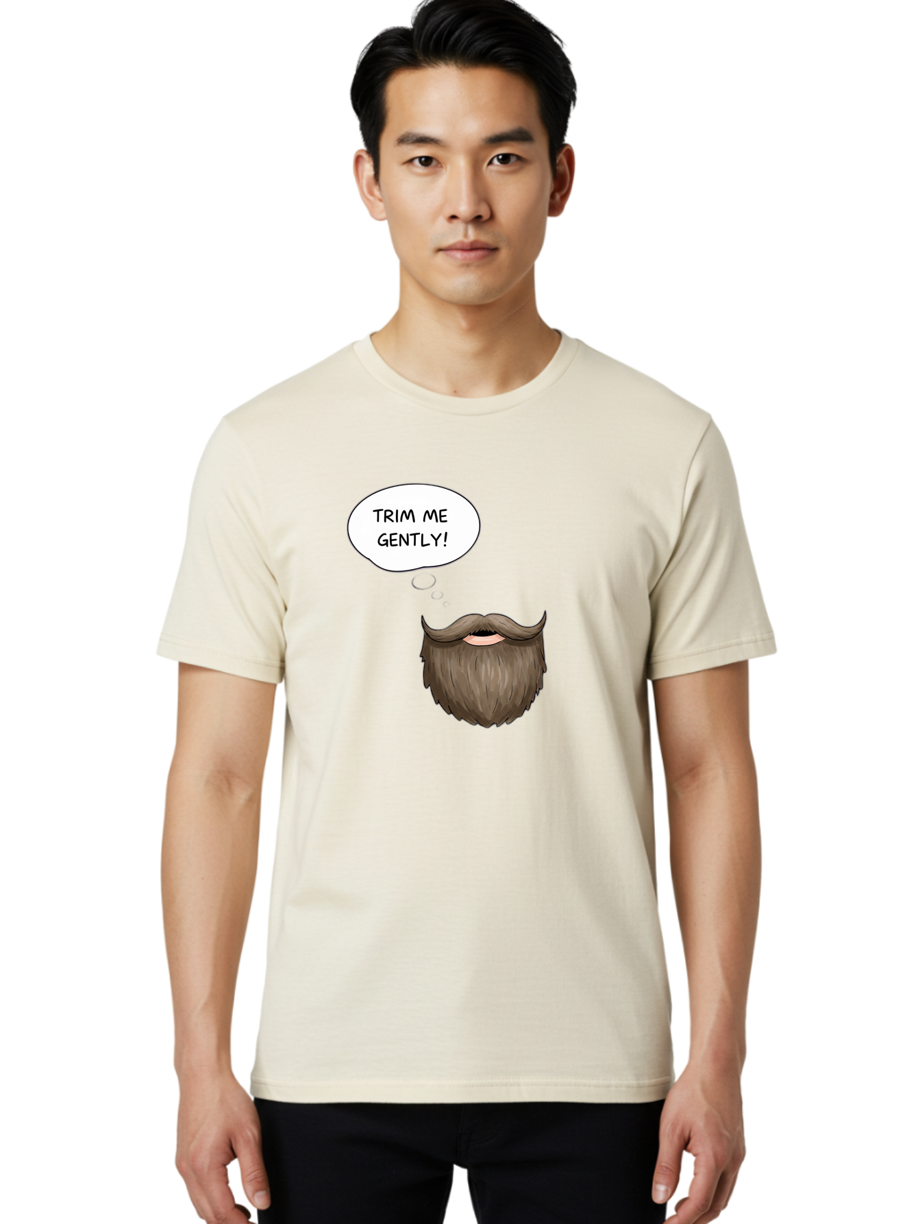 Trim-Me-Gently-2 Men'S Graphic Tee, 100% Cotton, Comfortable Casual Summer Wear, Machine Washable, Funny Cartoon Beard, Humorous Illustration, Whimsical Character, Mustache And Beard Combo, Playful Typography, Quirky Design, Bold Text, Bad863 29