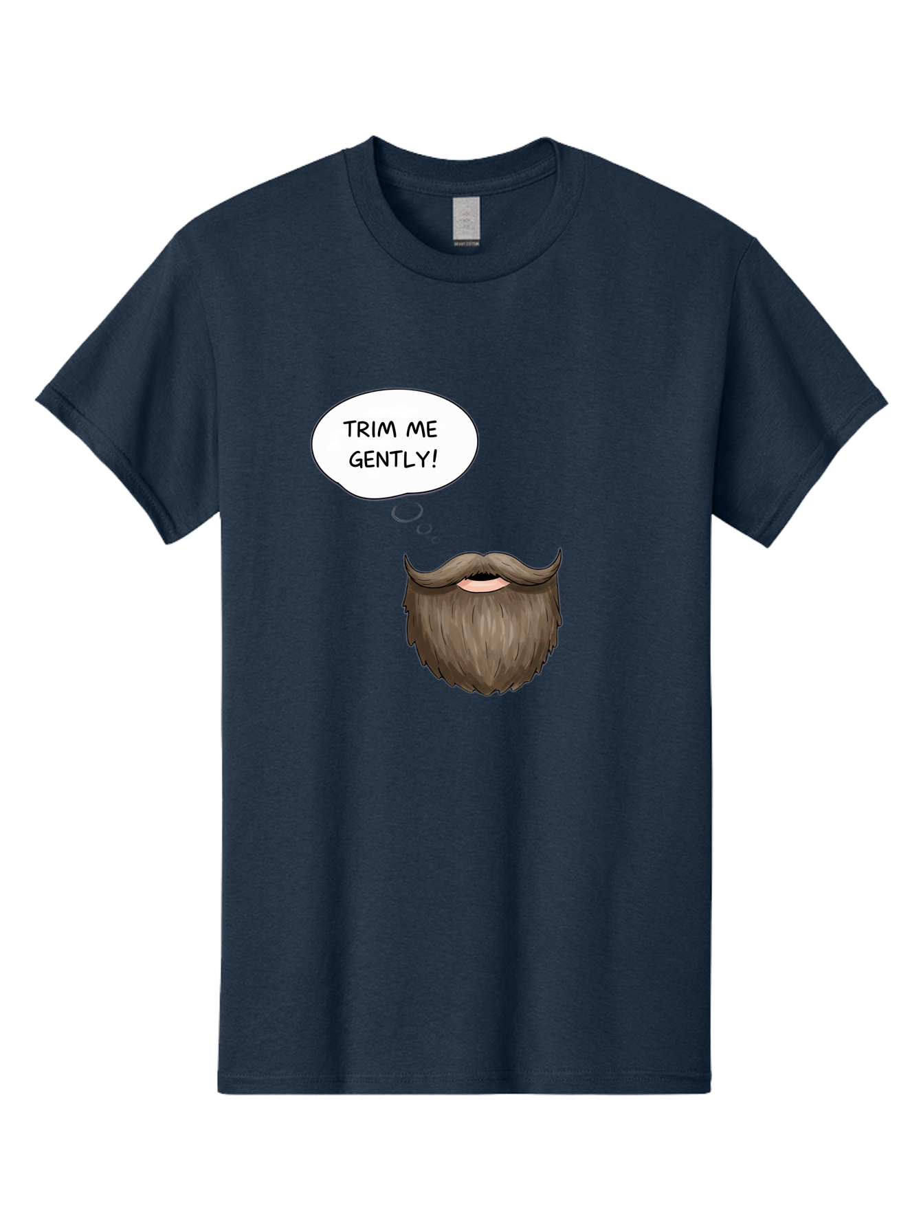 Trim-Me-Gently-2 Men'S Graphic Tee, 100% Cotton, Comfortable Casual Summer Wear, Machine Washable, Funny Cartoon Beard, Humorous Illustration, Whimsical Character, Mustache And Beard Combo, Playful Typography, Quirky Design, Bold Text, Bad863 6
