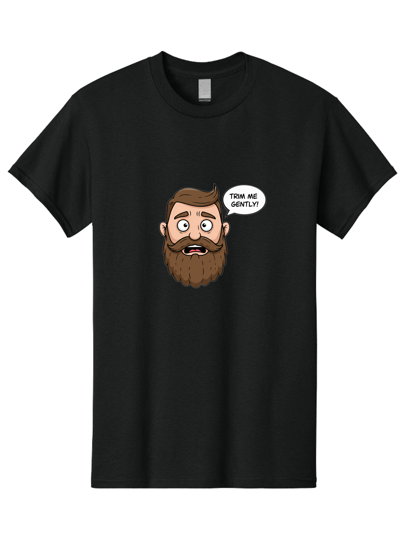 Trim-Me-Gently-3 Men'S Graphic Tee, 100% Cotton, Comfortable Casual Summer Wear, Machine Washable, Cartoon Man With Brown Hair And Beard, Worried Expression, Speech Bubble, Barber Humor, Grooming, Haircut, Men'S Grooming, Comedic Relief Bad864 15